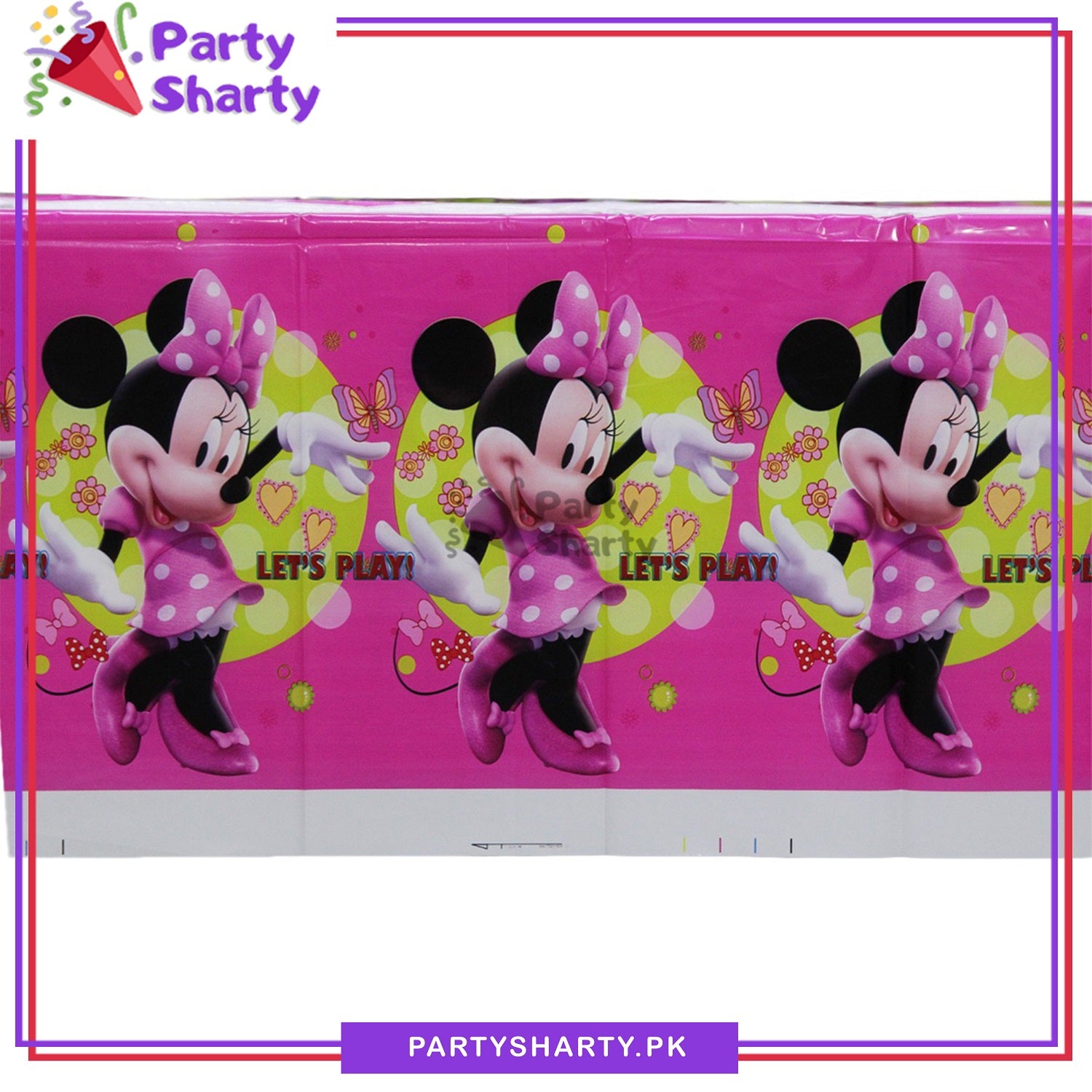 Pink Minnie Mouse Party Theme Table Cover for Birthday Party and Decoration