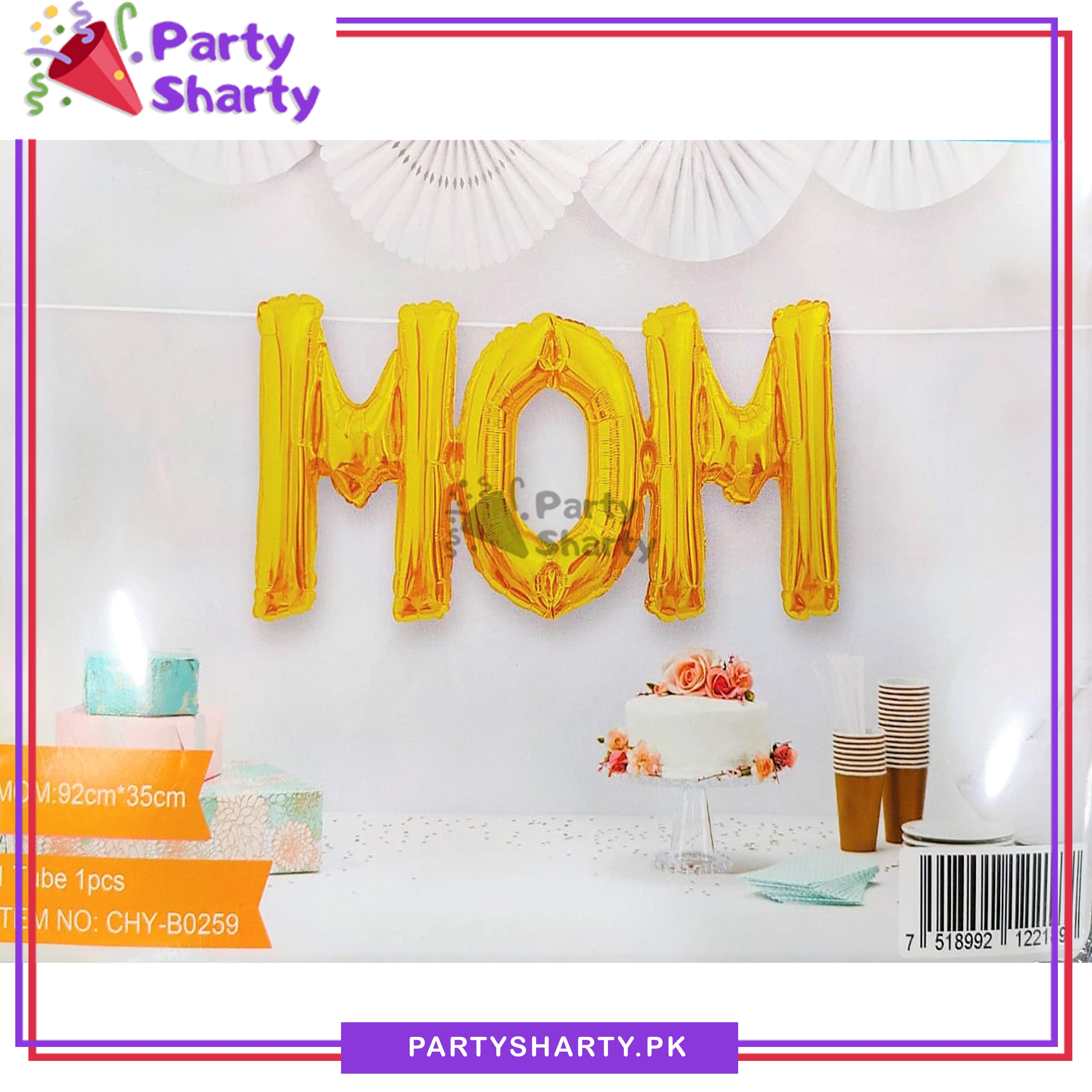 MOM Foil Banner For Mom's Birthday Party and Mother Day Decoration