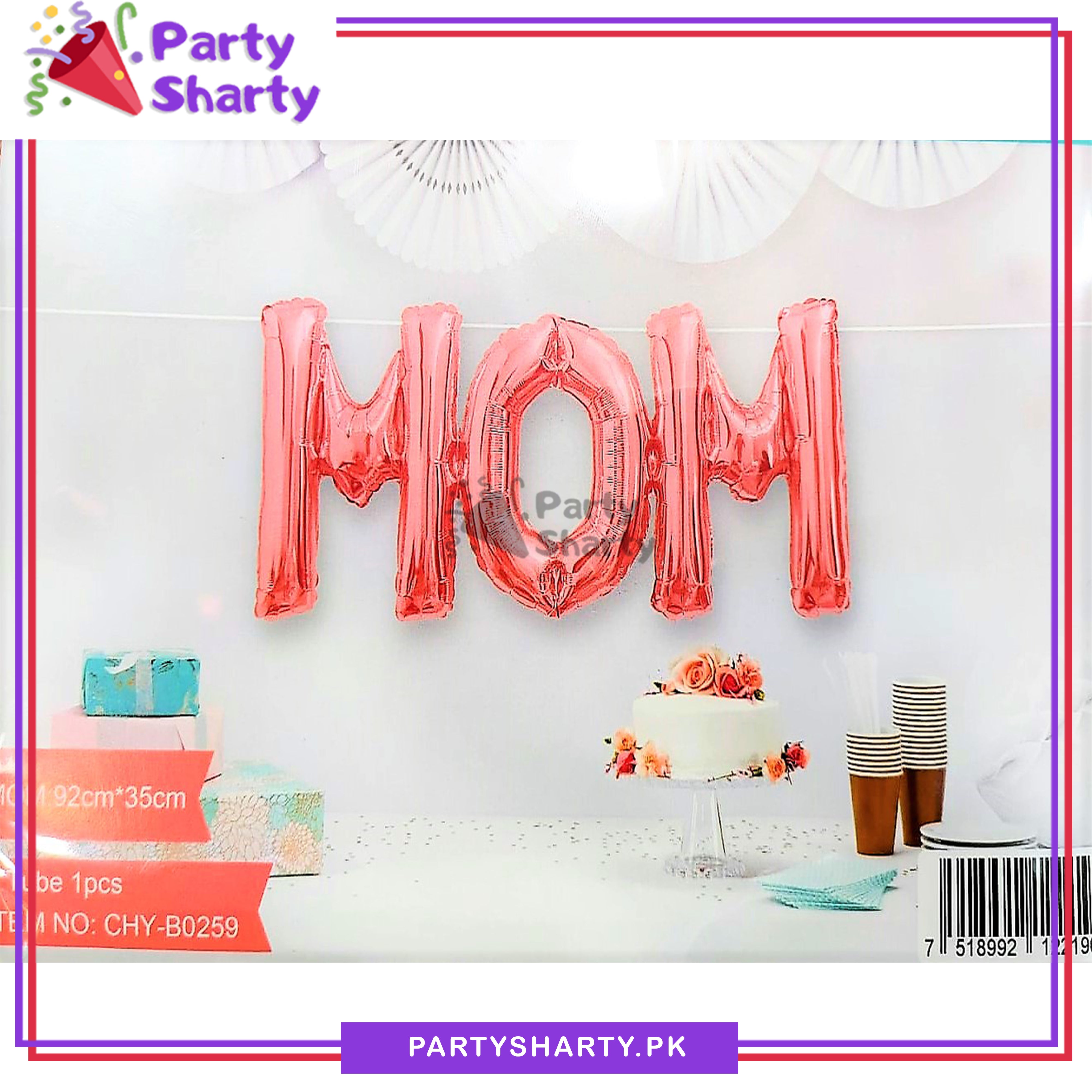 MOM Foil Banner For Mom's Birthday Party and Mother Day Decoration