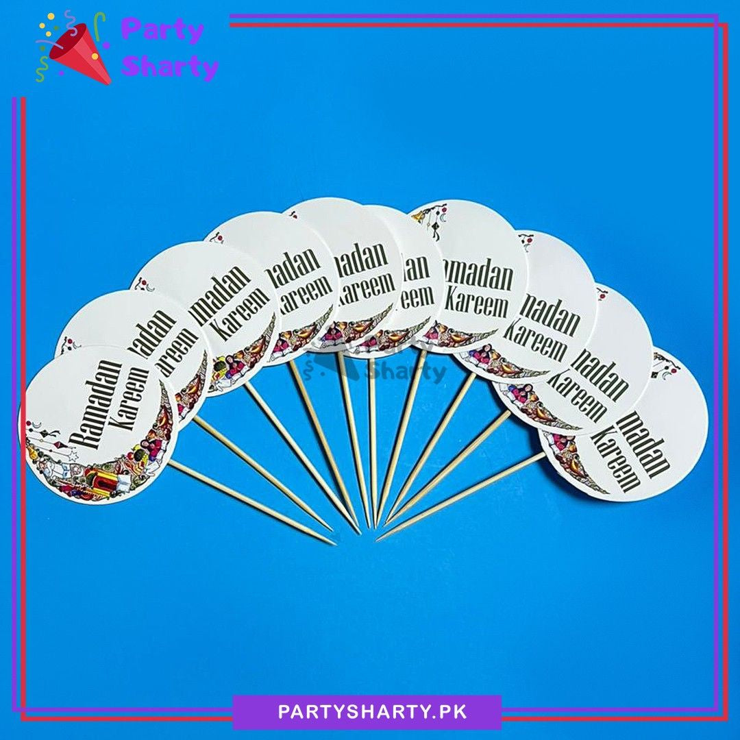 Multi Crescent Moon Ramadan Kareem Cup Cake / Mithai Toppers Pack of 10 For Ramadan Decoration