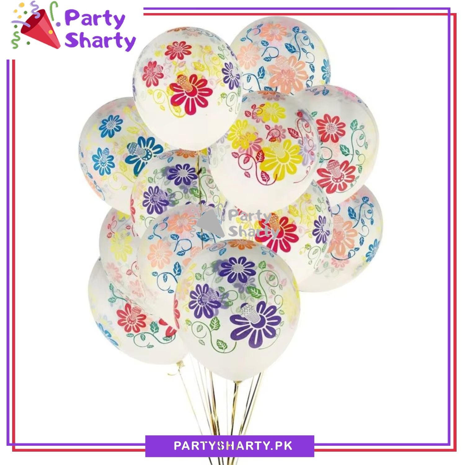Multi Color Flower Printed Transparent Latex Balloons For Birthday Parties Decoration