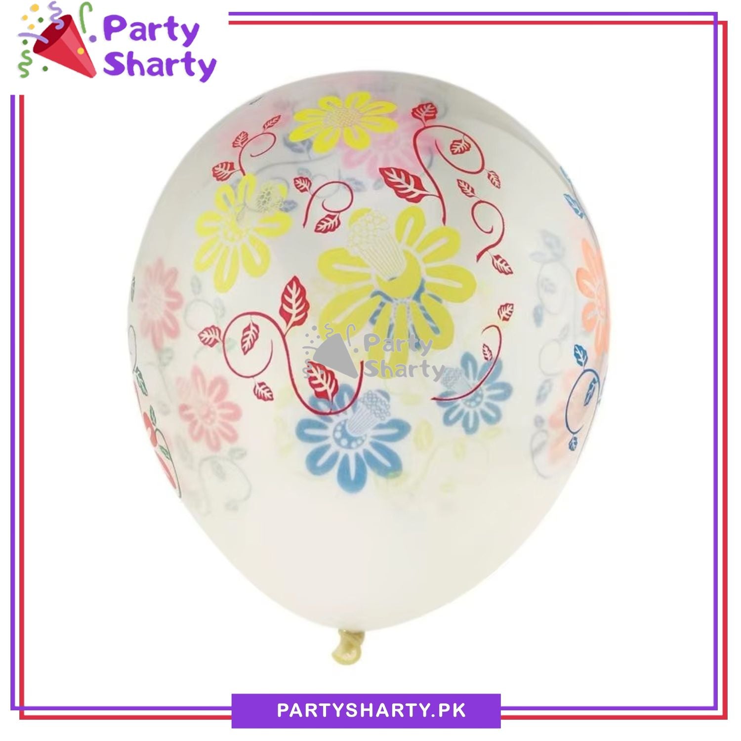 Multi Color Flower Printed Transparent Latex Balloons For Birthday Parties Decoration