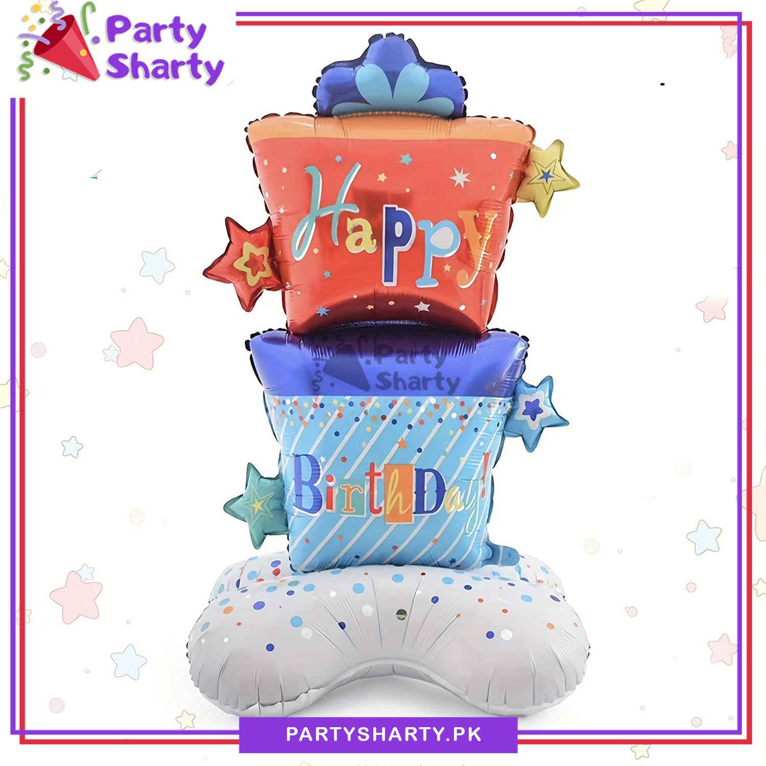 Multi Color Gift Shaped Happy Birthday Printed Airloonz Foil Balloon For Birthday Party Decoration and Celebration