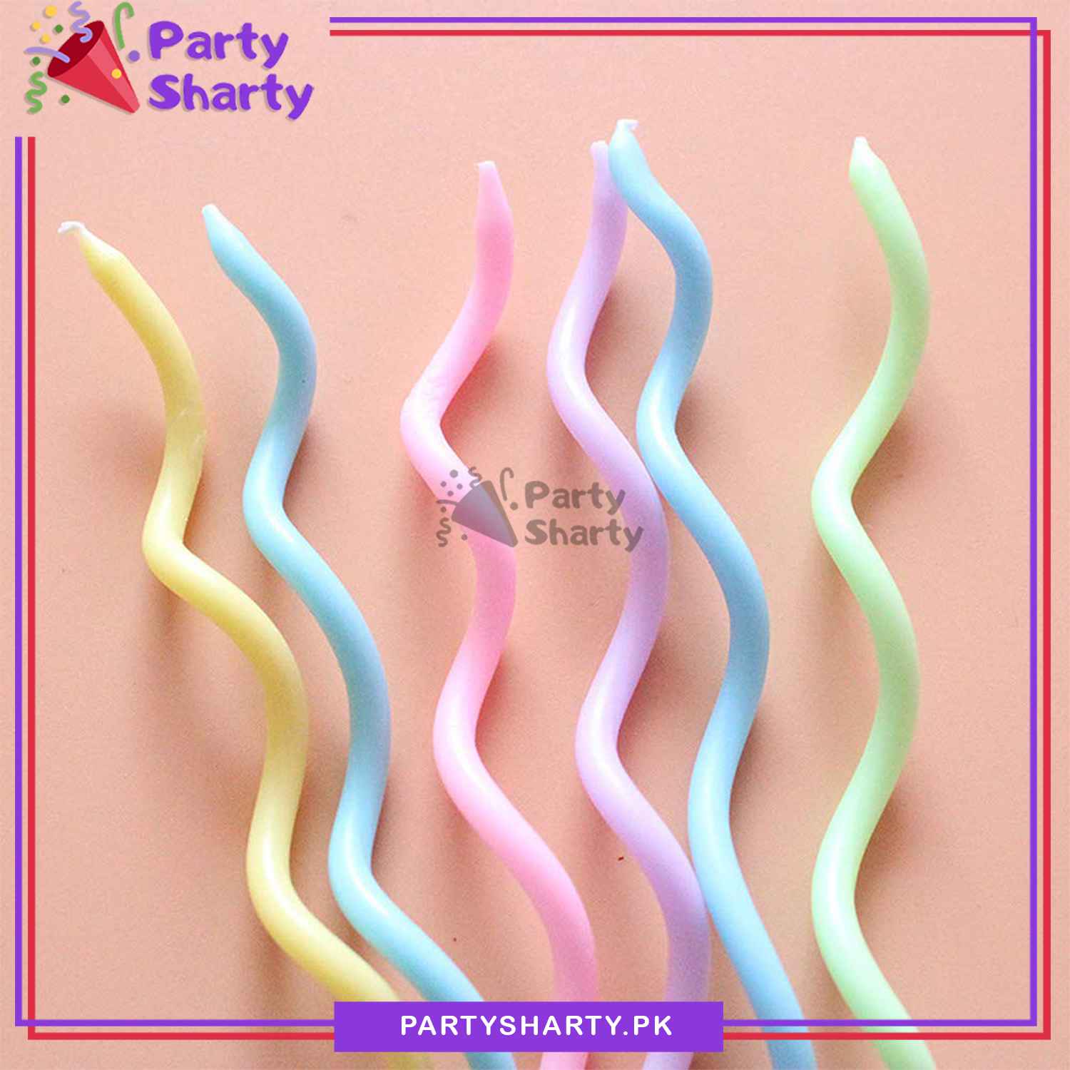 Curly Pastel Color Candles Pack of 12 Cake Candle Twisted Spiral Candle Candy Theme