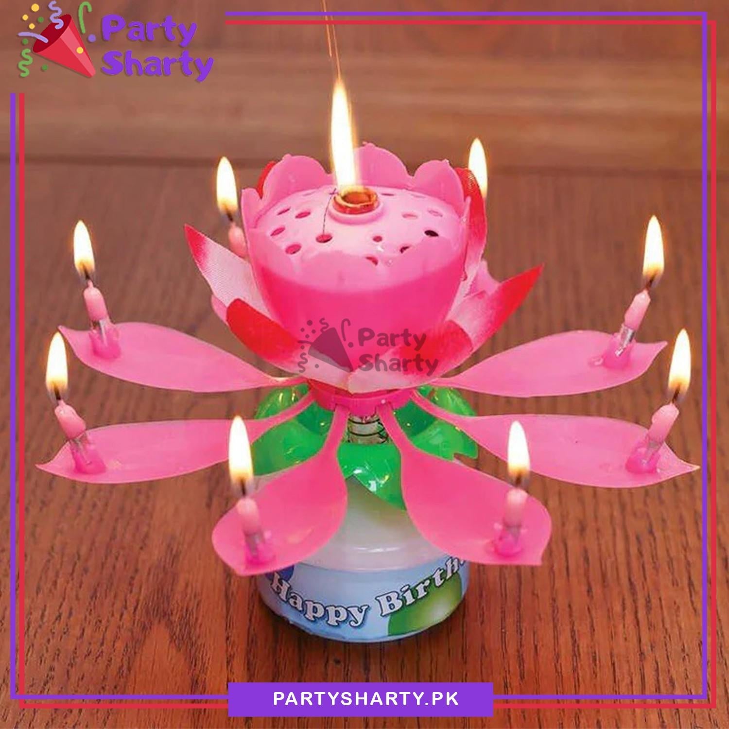 Musical Flower Rotating Birthday Candle For Birthday Celebration and Decoration