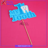 Blue Color My First Tooth Cake Topper for First Tooth Celebration