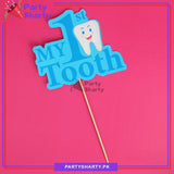 Blue Color My First Tooth Cake Topper for First Tooth Celebration
