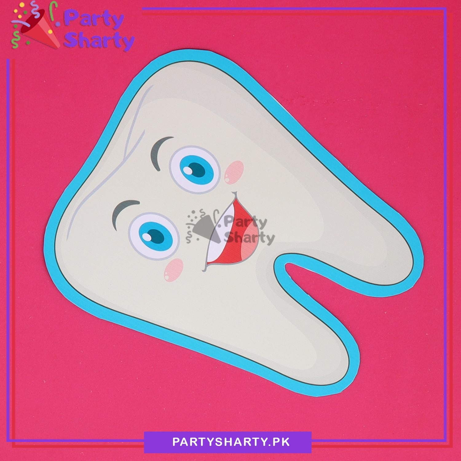 Blue Color Tooth Shaped Card for First Tooth Celebration