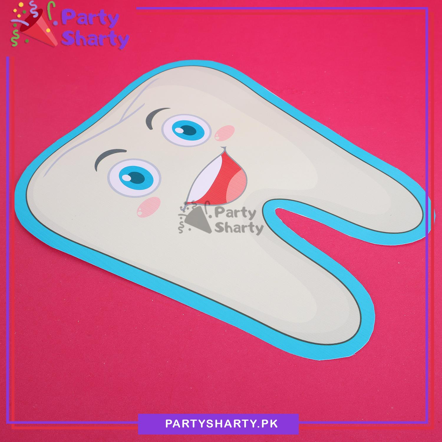 Blue Color Tooth Shaped Card for First Tooth Celebration