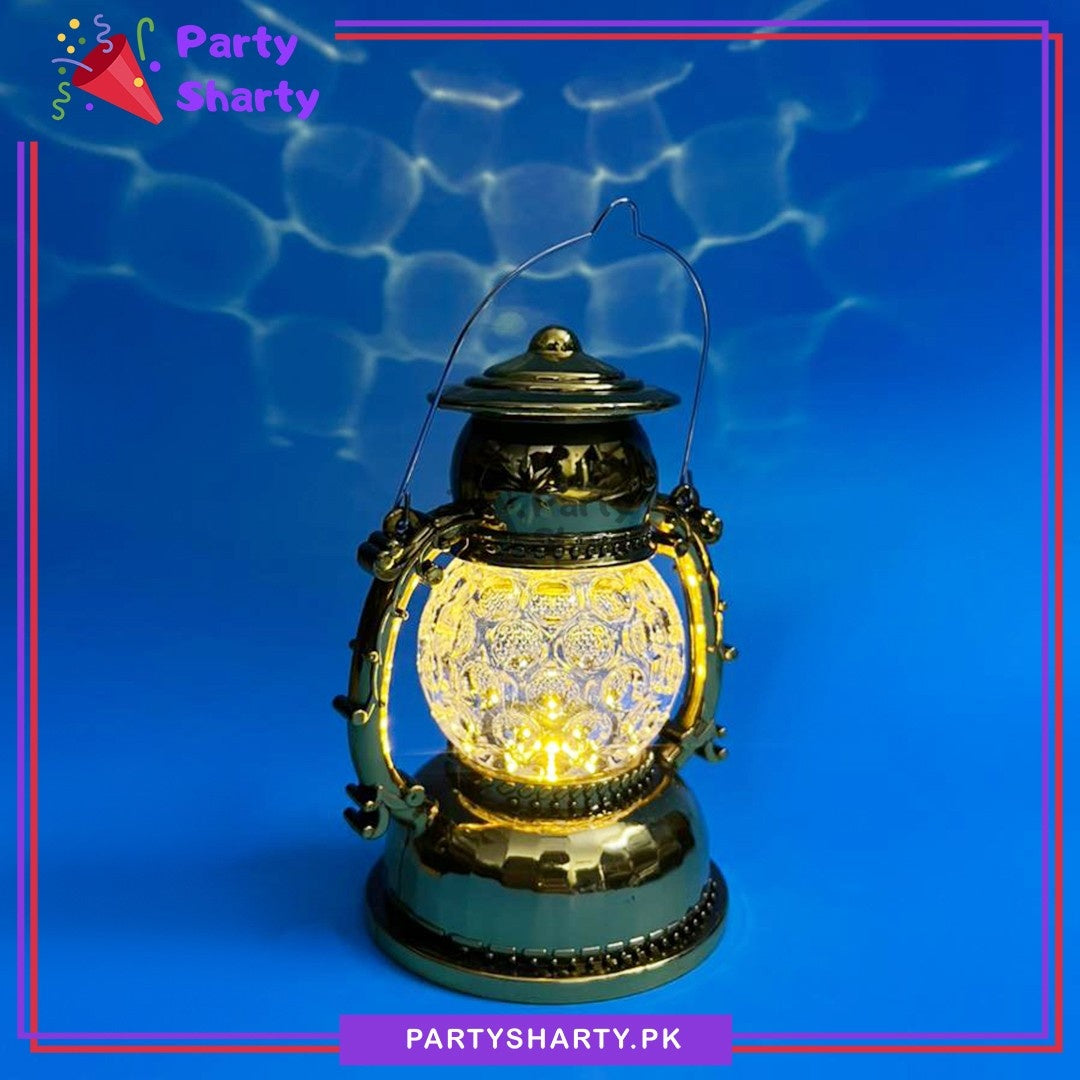 Golden LED Lantern Shaped Light Battery Operated For Ramadan Celebration & Decoration