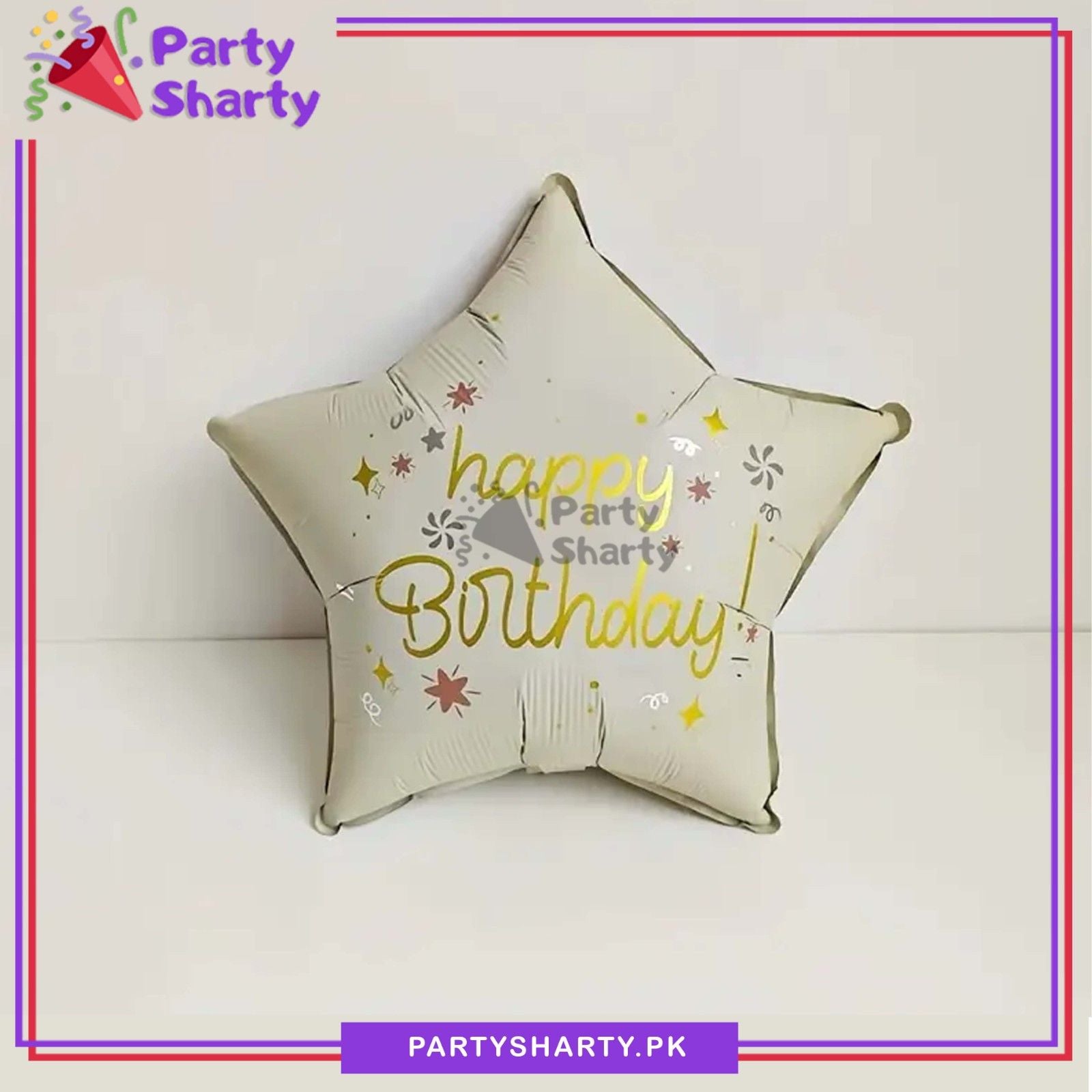 Matte Pastel Color Happy Birthday Printed Star Shaped Foil Balloons For Birthday Party Decoration & Celebration