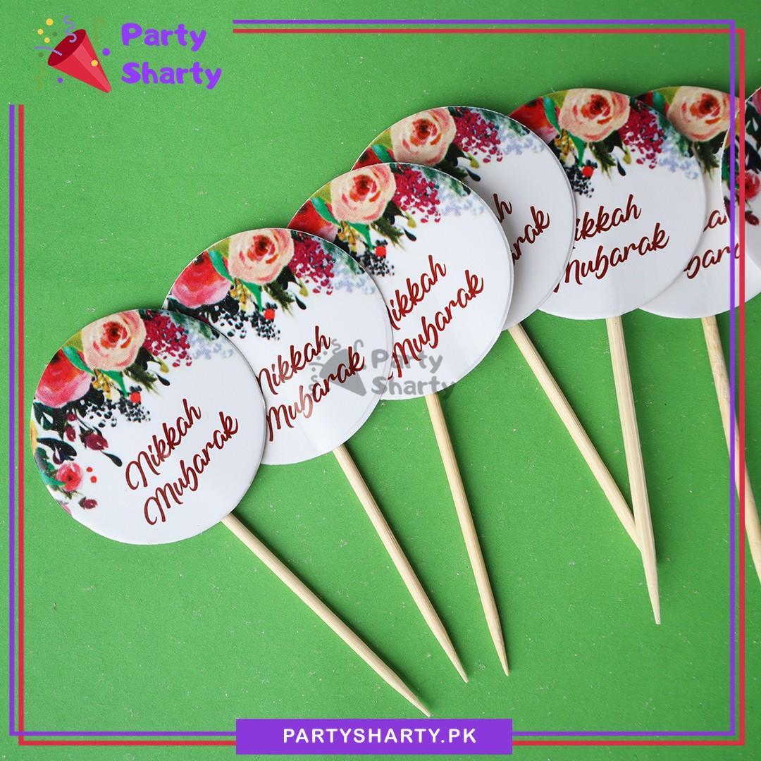 Small Nikkah Mubarak Mithai / Cup Cake Toppers For Dessert Decoration & Celebration