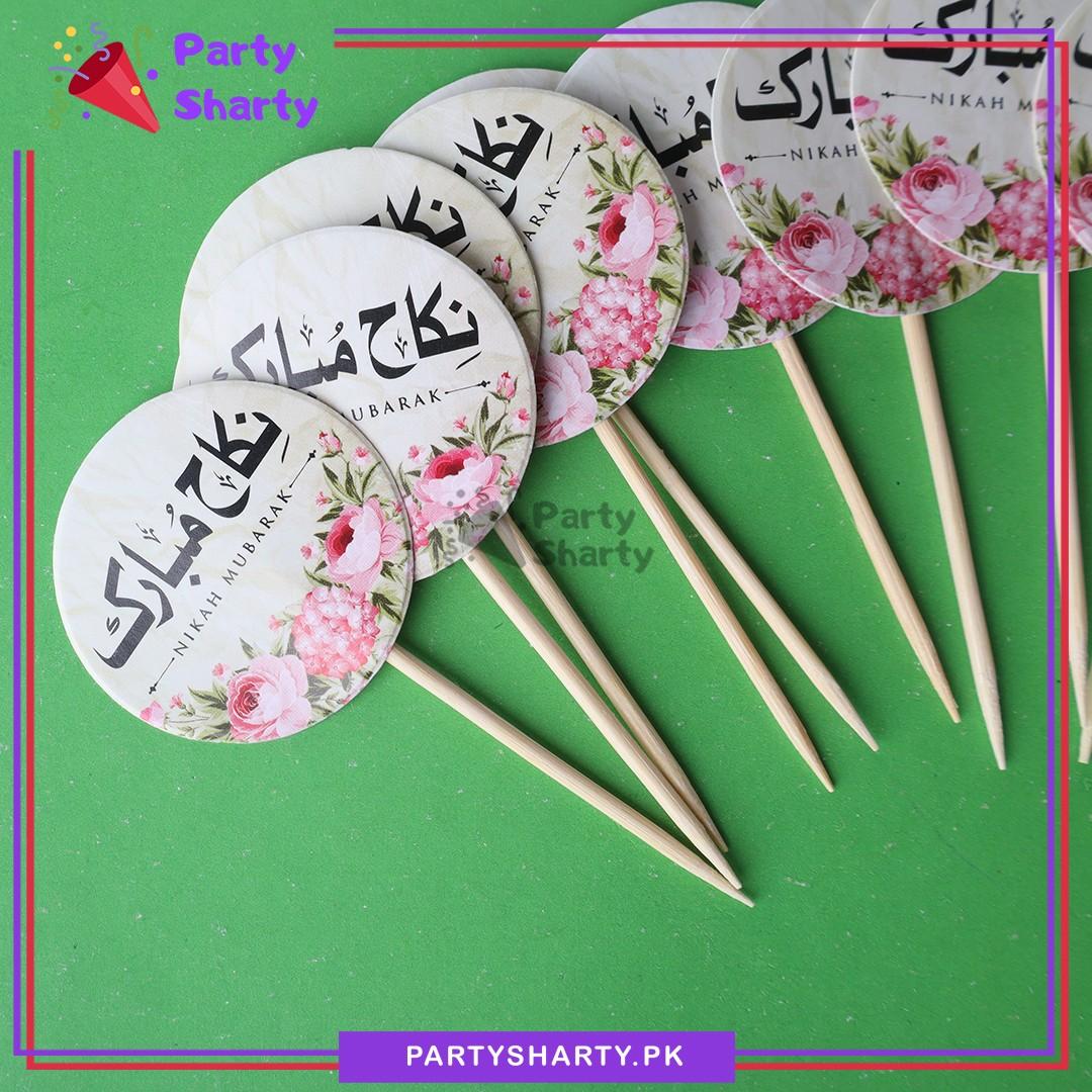 Small Nikkah Mubarak Mithai / Cup Cake Toppers For Dessert Decoration & Celebration