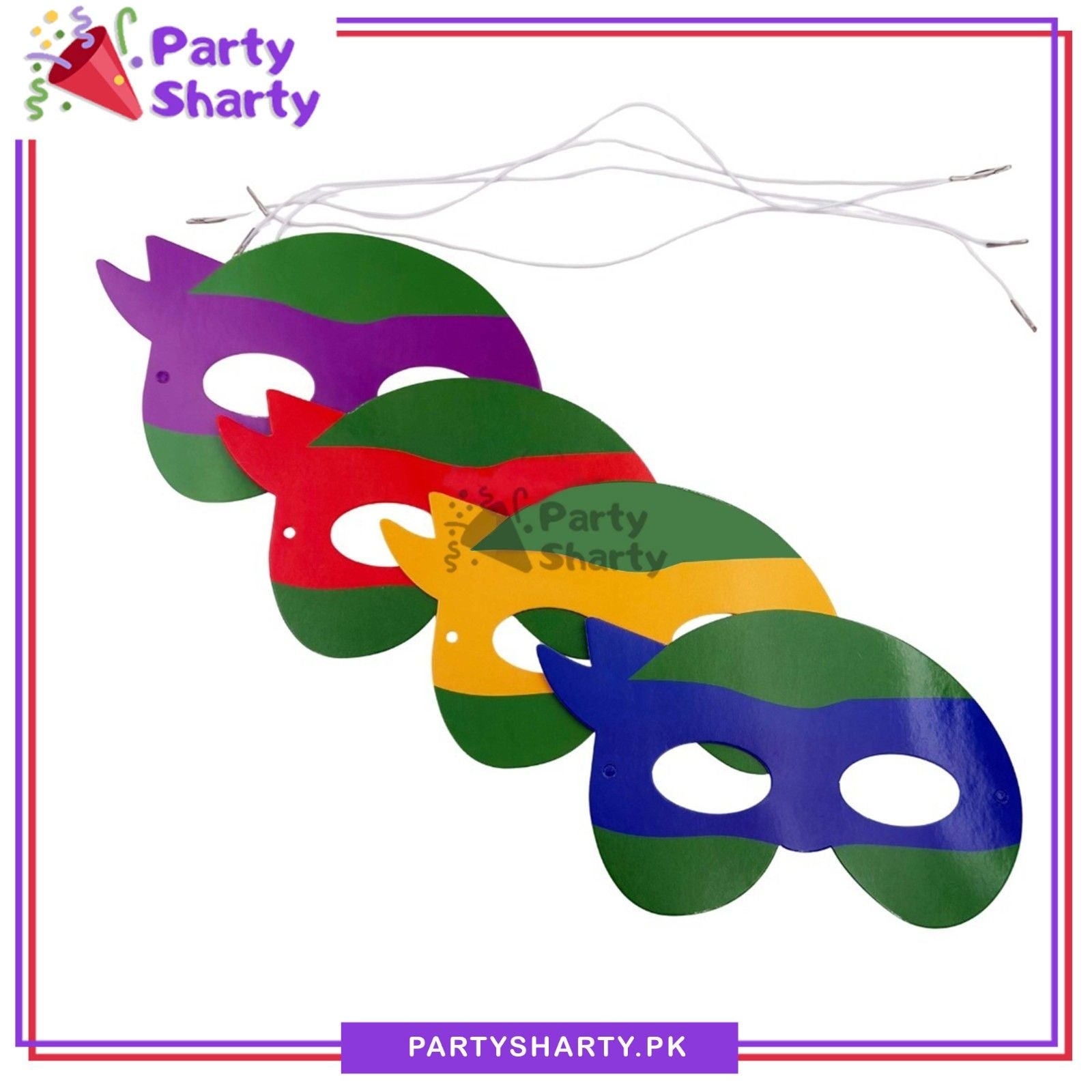 Ninja Turtle Paper Card Eye Mask Pack of 4 For Ninja Turtle Theme Decoration & Celebration