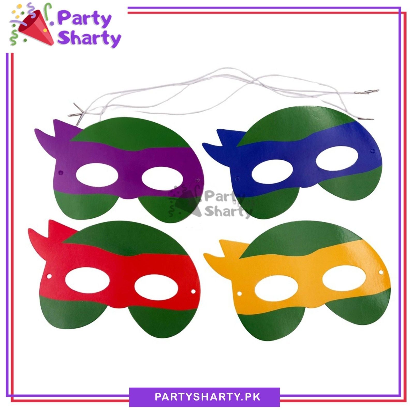 Ninja Turtle Paper Card Eye Mask Pack of 4 For Ninja Turtle Theme Decoration & Celebration