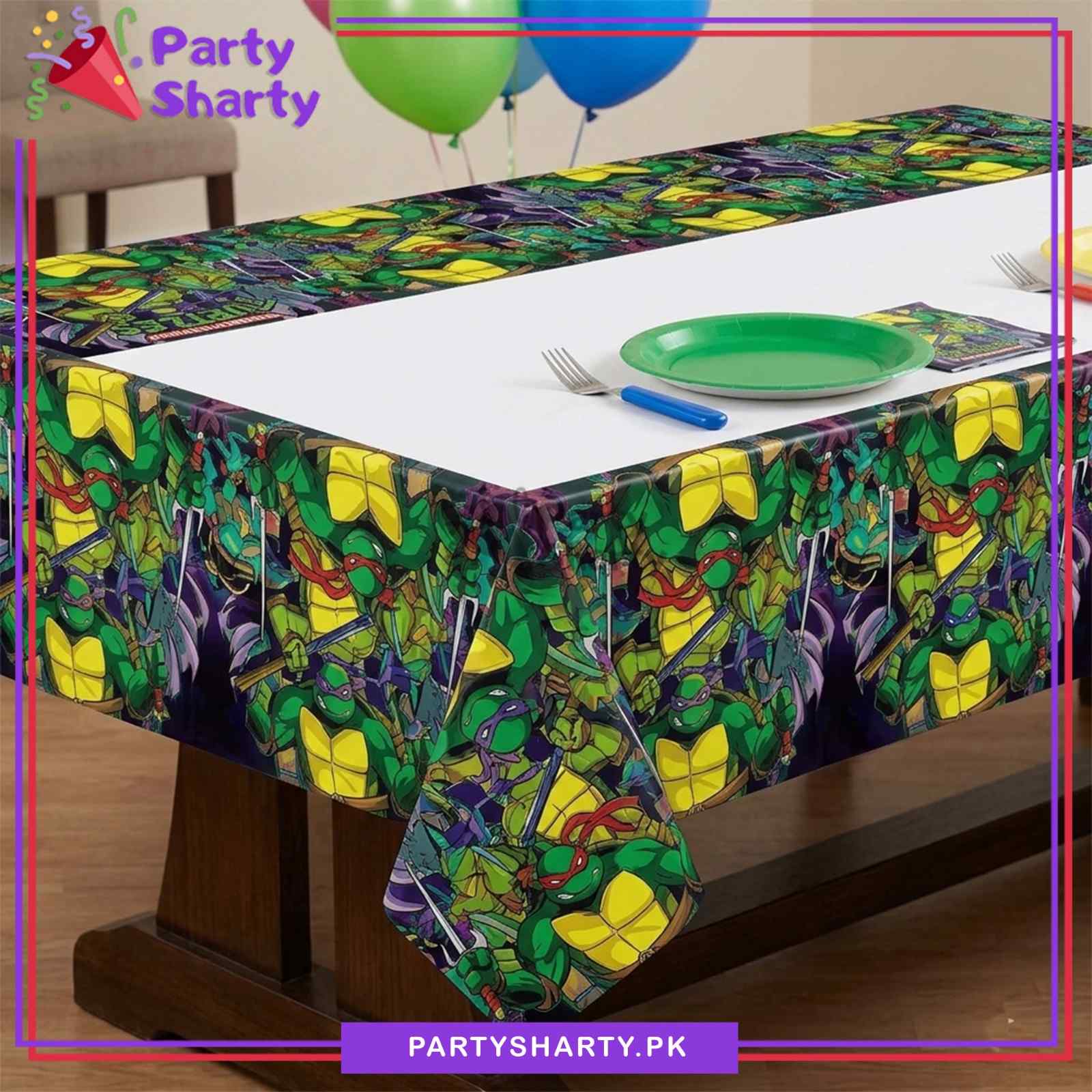 Ninja Turtle Party Theme Table Cover for Birthday Party Decoration & Celebration