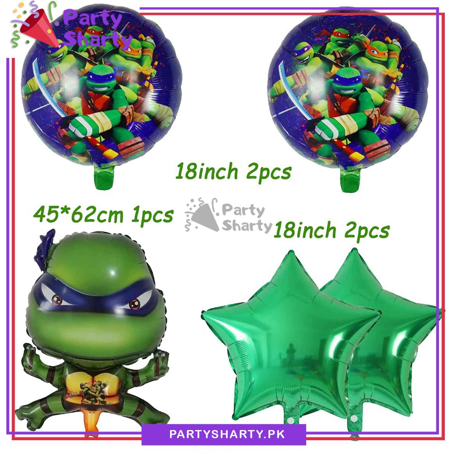 Turtle Color Balloon Ninja Turtle Foil Balloons, Turtle Theme Birthday Decoration Balloons ...