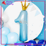 Number 1 Foil Balloon Large Size with Crown for First Birthday Celebration and Decoration
