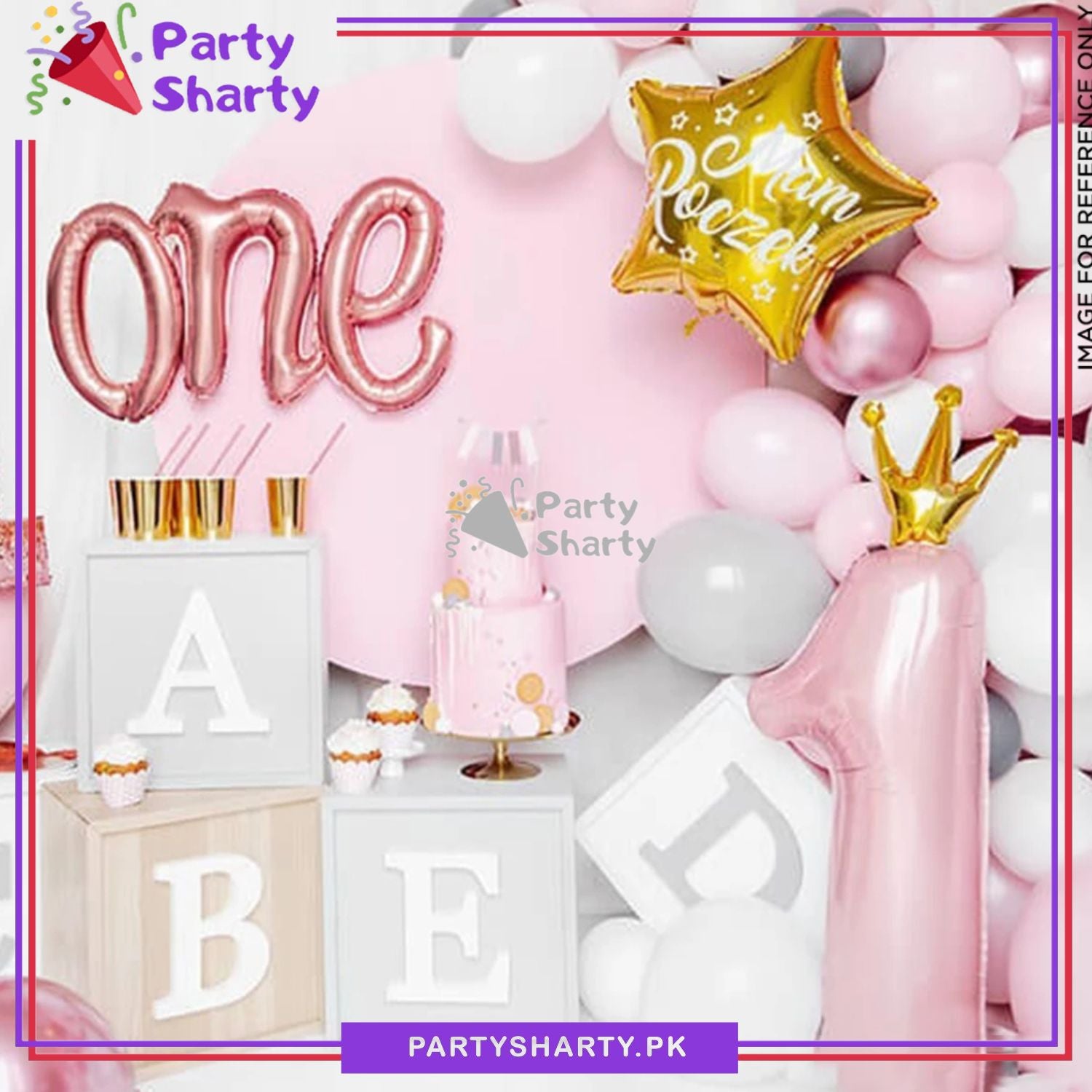 Number 1 Foil Balloon Large Size with Crown for First Birthday Celebration and Decoration