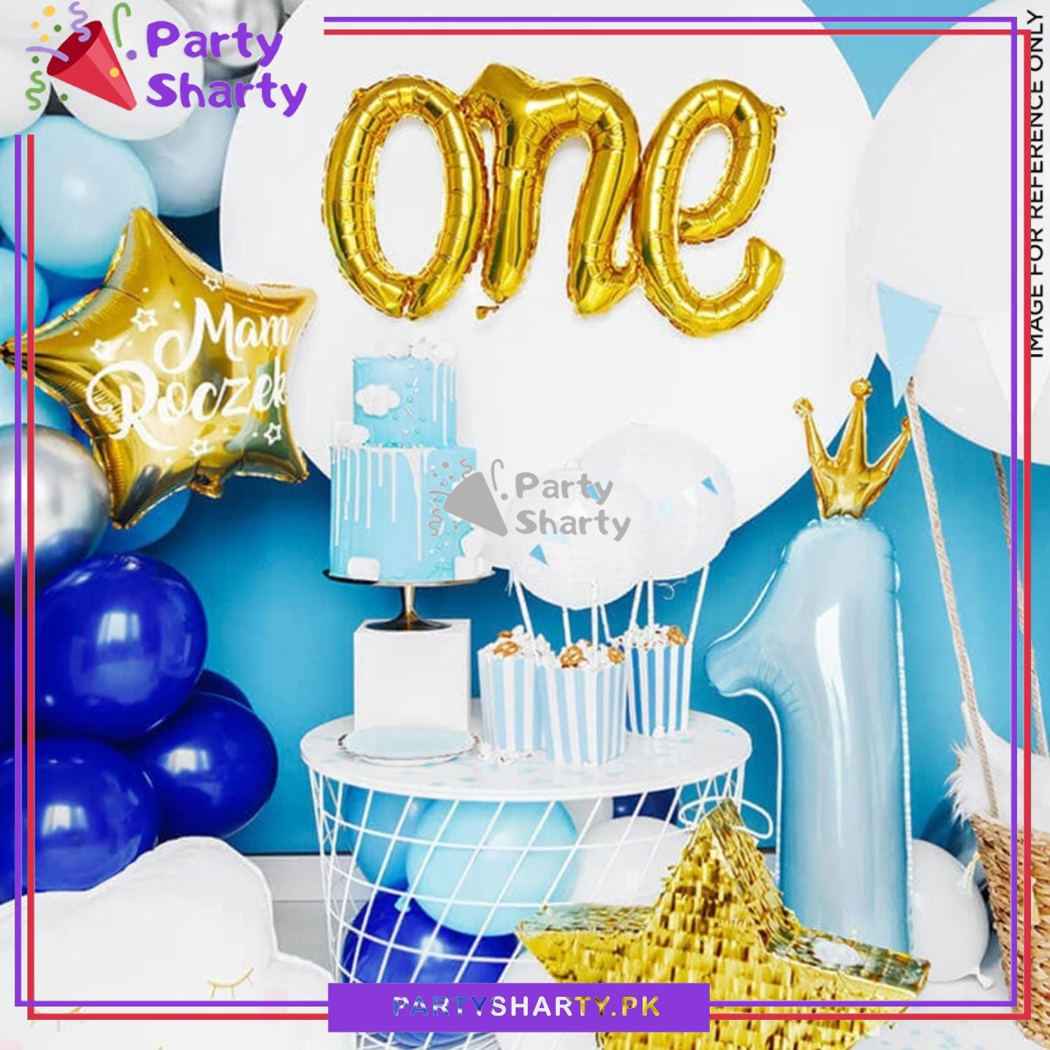Number 1 Foil Balloon Large Size with Crown for First Birthday Celebration and Decoration