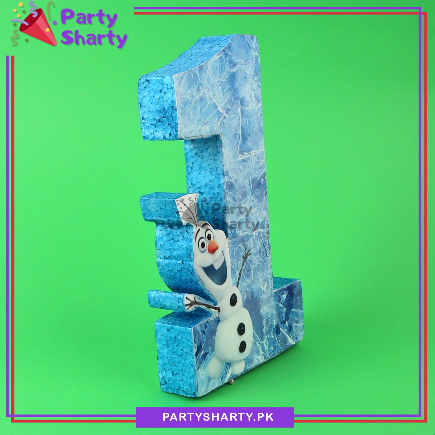 Numeric 1 Thermocol Standee For Frozen Theme Based First Birthday Celebration and Party Decoration