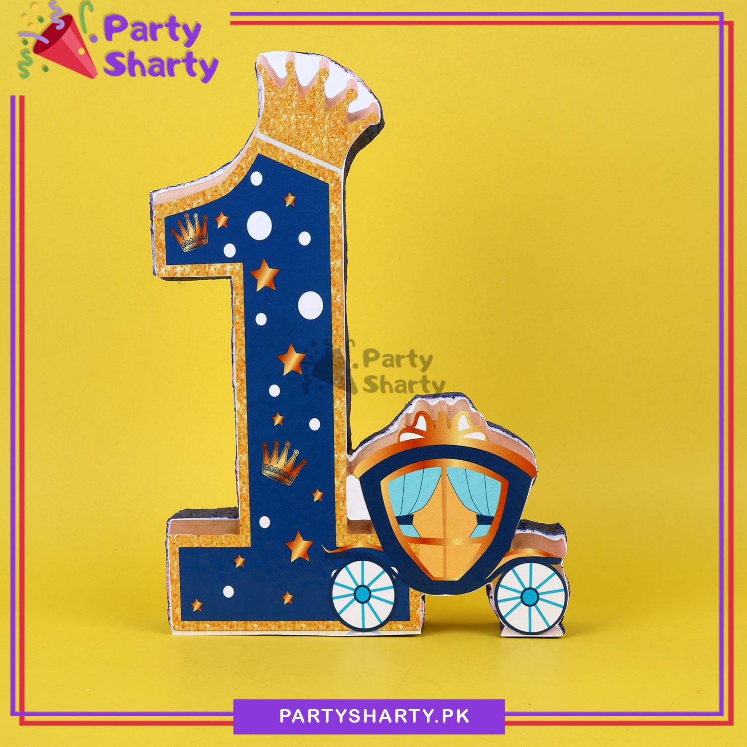 Numeric 1 Thermocol Standee For Royal Prince Theme Based First Birthday Celebration and Party Decoration