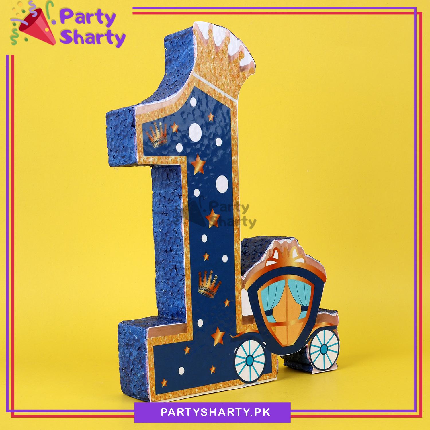 Numeric 1 Thermocol Standee For Royal Prince Theme Based First Birthday Celebration and Party Decoration
