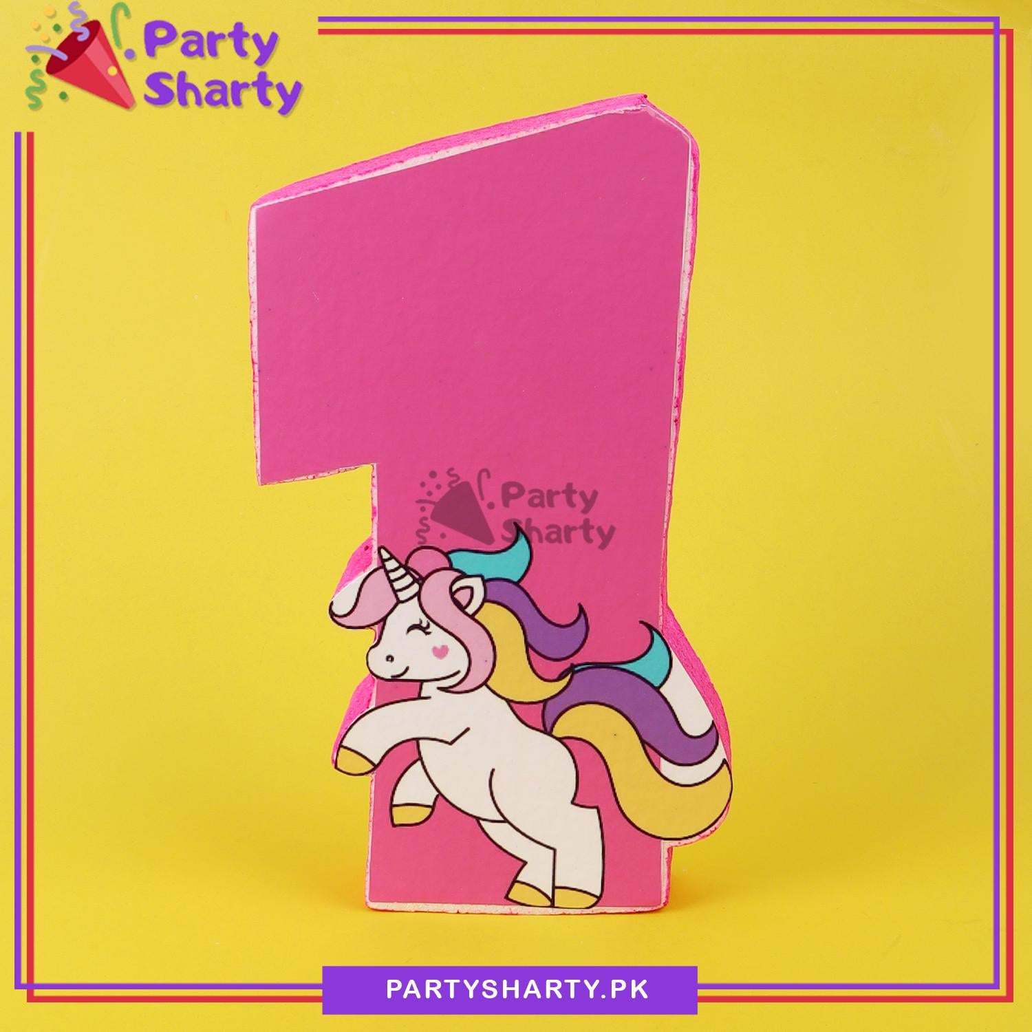 D-2 Numeric 1 Thermocol Standee For Unicorn Theme Based First Birthday Celebration and Party Decoration