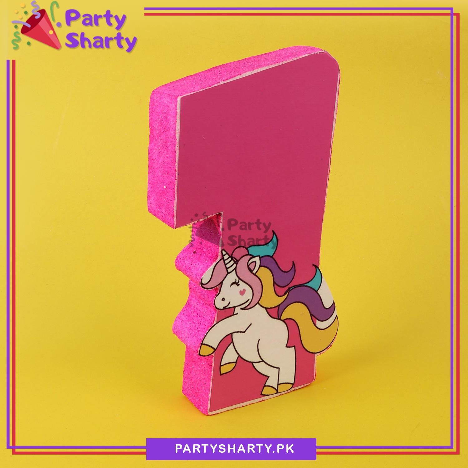 D-2 Numeric 1 Thermocol Standee For Unicorn Theme Based First Birthday Celebration and Party Decoration