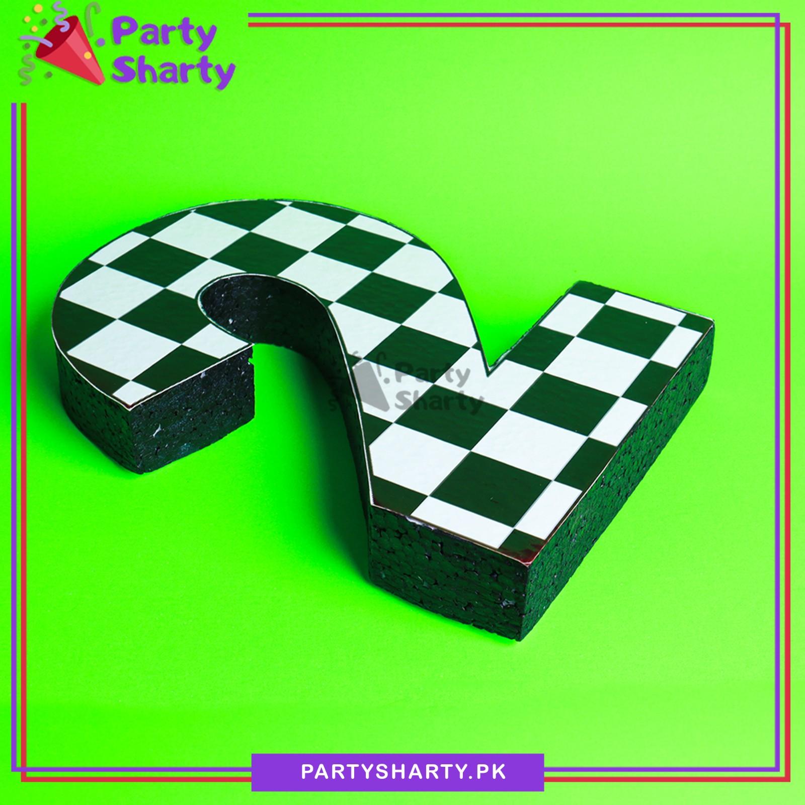 Numeric 2 Checker Design Thermocol Standee For Racing Cars Theme Based Second Birthday Decoration