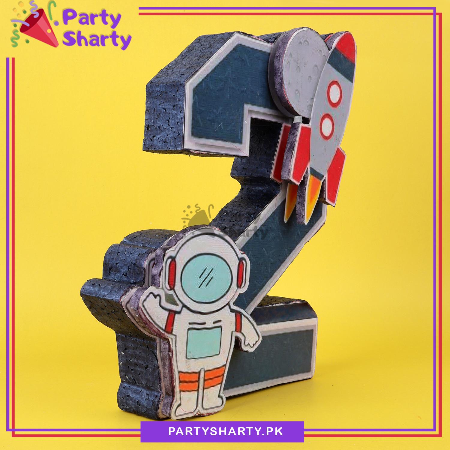 Numeric 2 Thermocol Standee For Outerspace Theme Based Second Birthday Celebration and Party Decoration