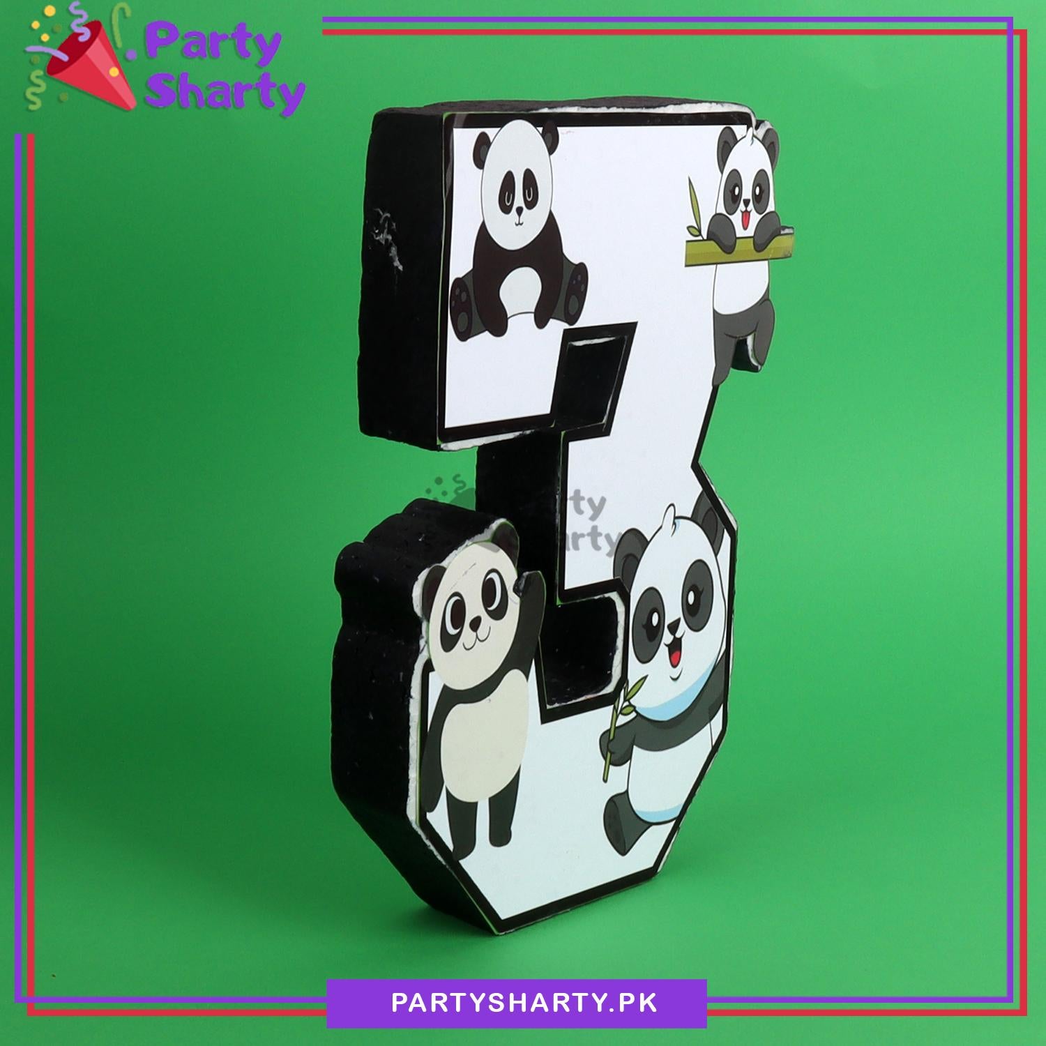 Numeric 3 Thermocol Standee For Panda Theme Based Third Birthday Celebration and Party Decoration
