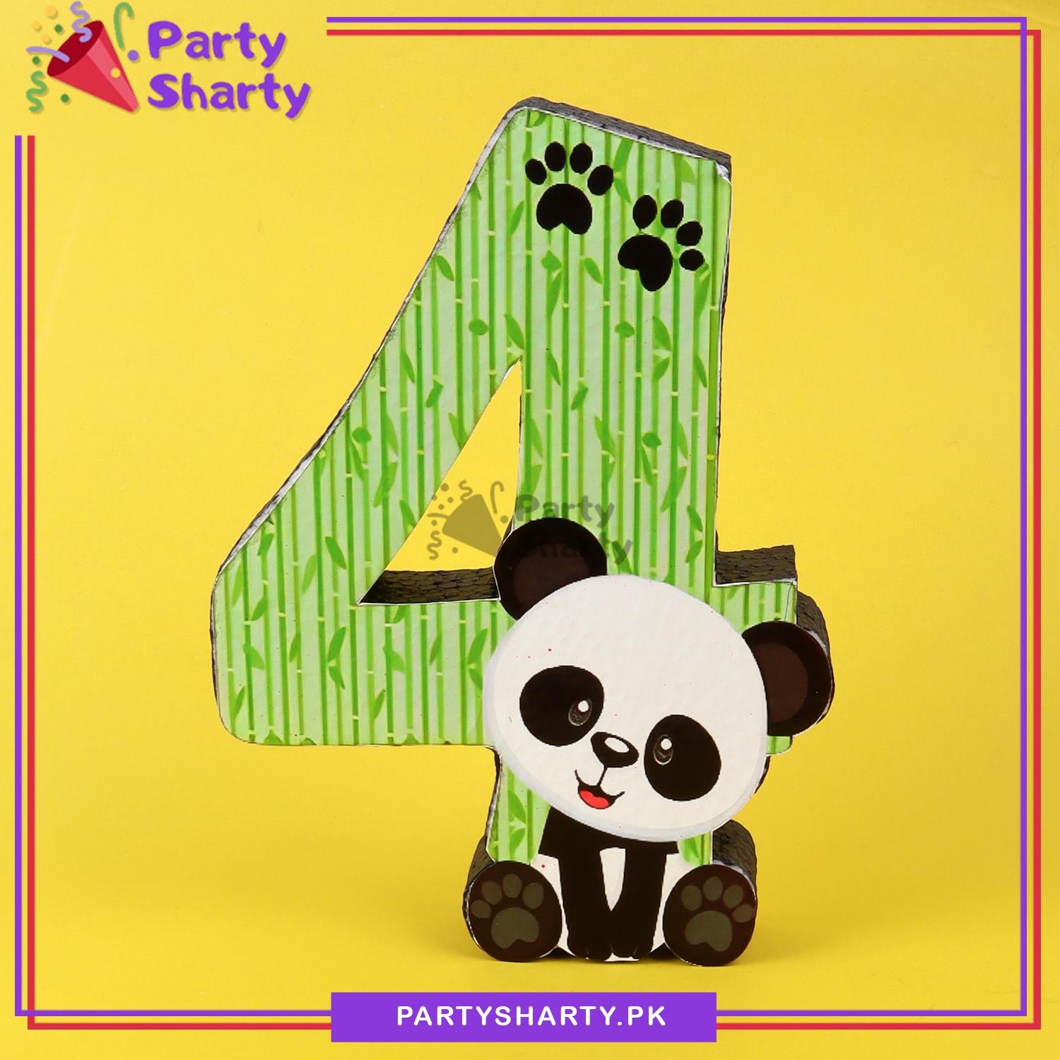 Numeric 4 Thermocol Standee For Panda Theme Based Fourth Birthday Celebration and Party Decoration