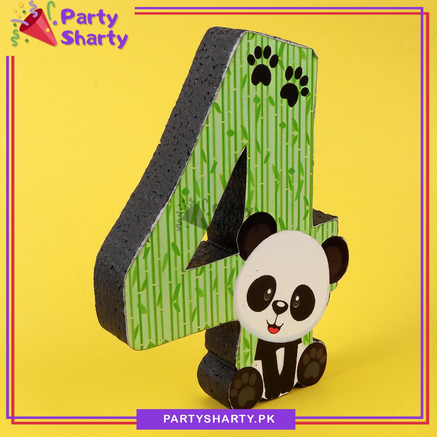 Numeric 4 Thermocol Standee For Panda Theme Based Fourth Birthday Celebration and Party Decoration