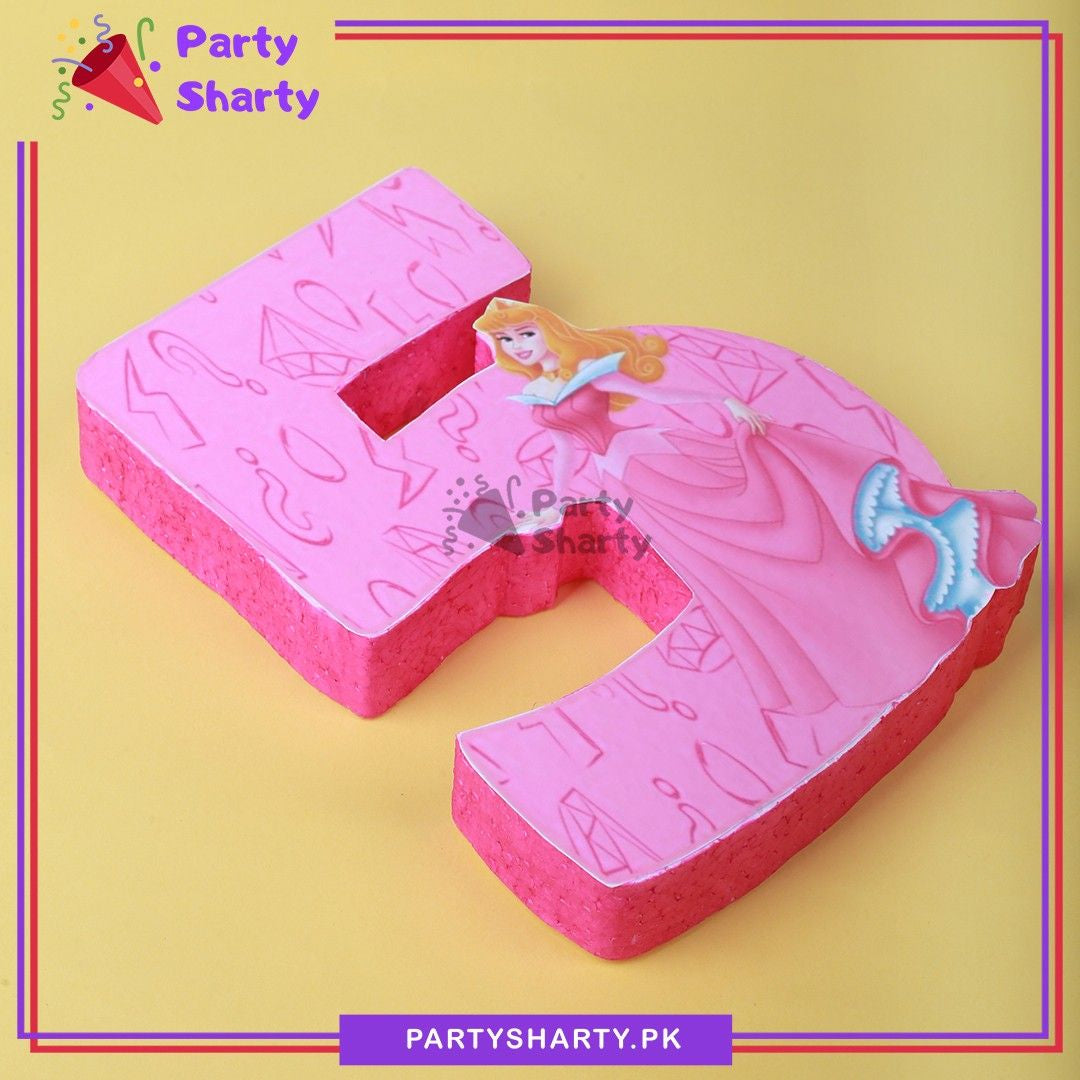 Numeric 5 Princess Aurora Character Thermocol Standee For Princess Theme Based Fifth Birthday Celebration & Party Decoration