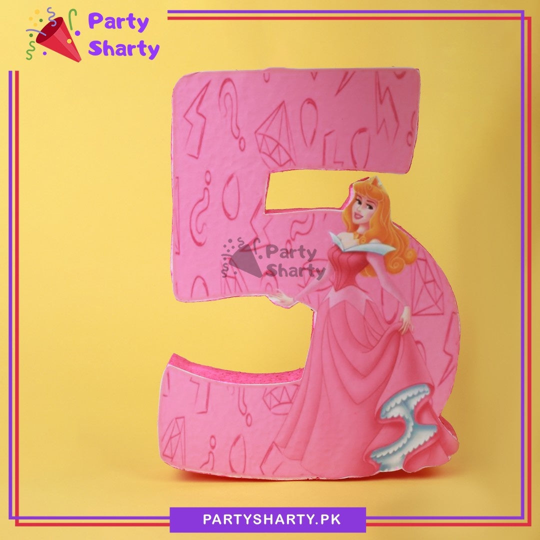 Numeric 5 Princess Aurora Character Thermocol Standee For Princess Theme Based Fifth Birthday Celebration & Party Decoration