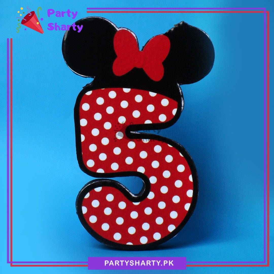 Numeric 5 Thermocol Standee For Minnie Mouse Theme Based Fifth Birthday Celebration & Party Decoration