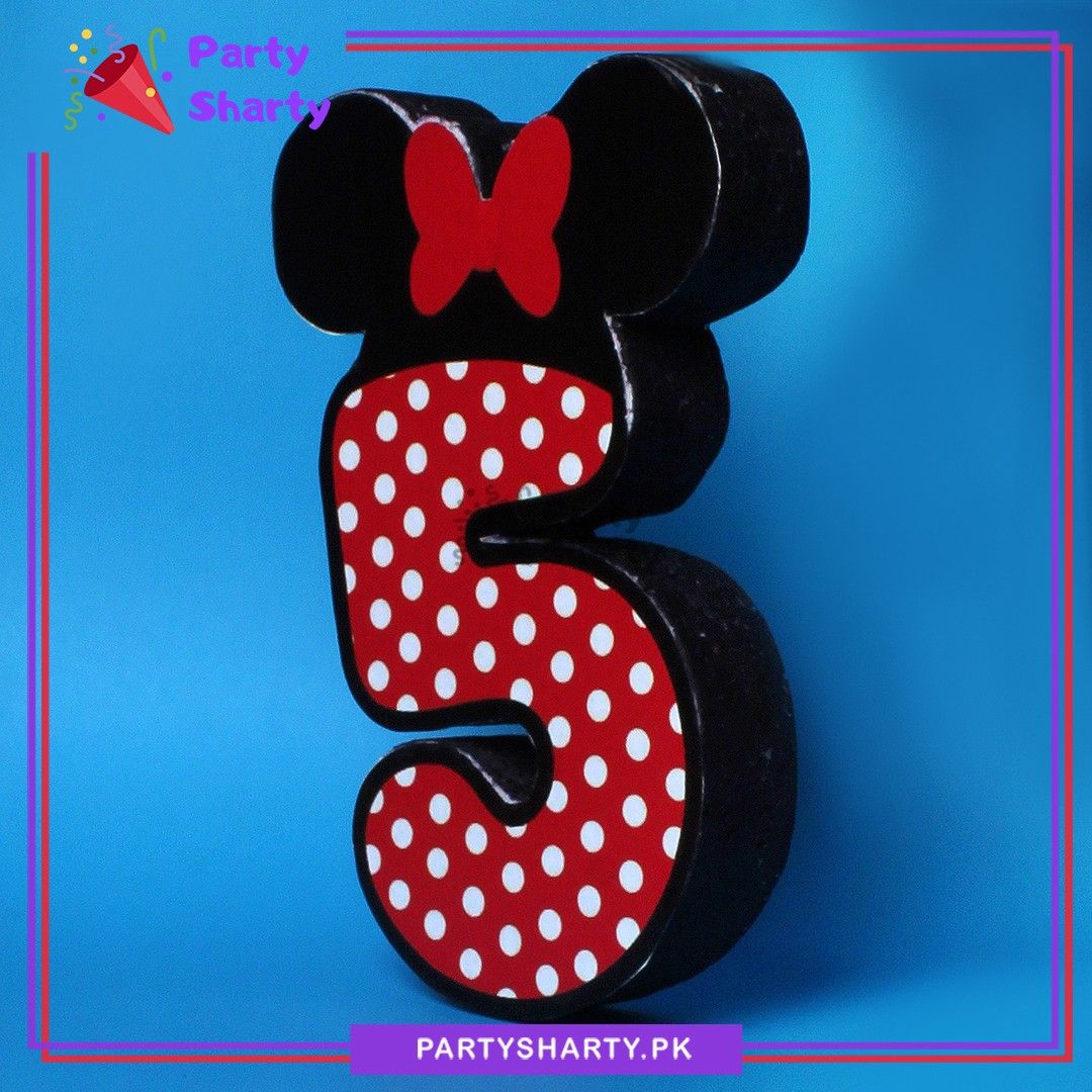 Numeric 5 Thermocol Standee For Minnie Mouse Theme Based Fifth Birthday Celebration & Party Decoration