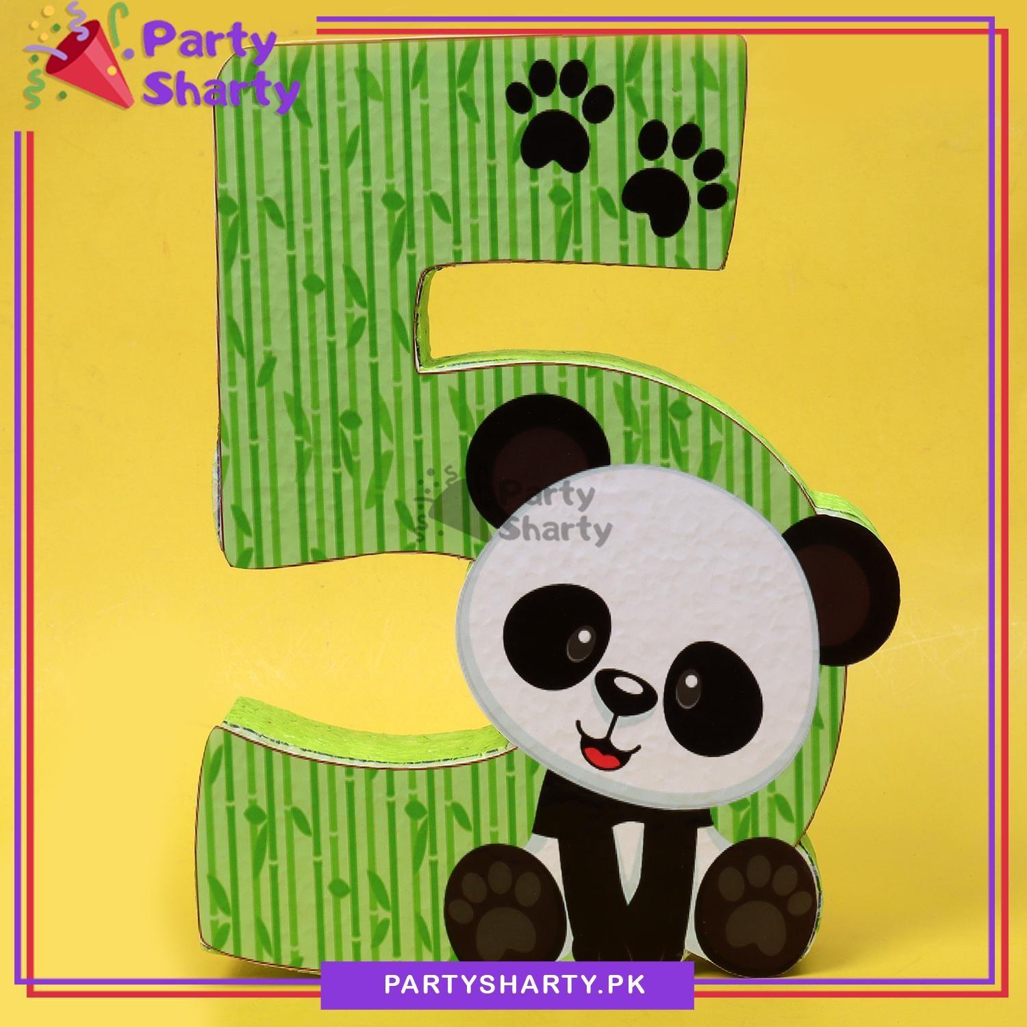 Numeric 5 Thermocol Standee For Panda Theme Based Fifth Birthday Celebration & Decoration