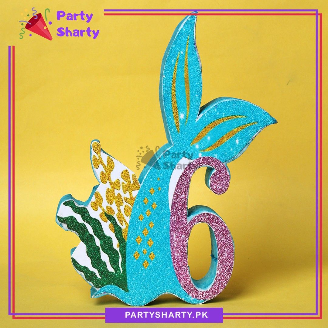 Numeric 6 Thermocol Standee For Mermaid Tail / Under the Sea Theme Based Sixth Birthday Celebration & Party Decoration