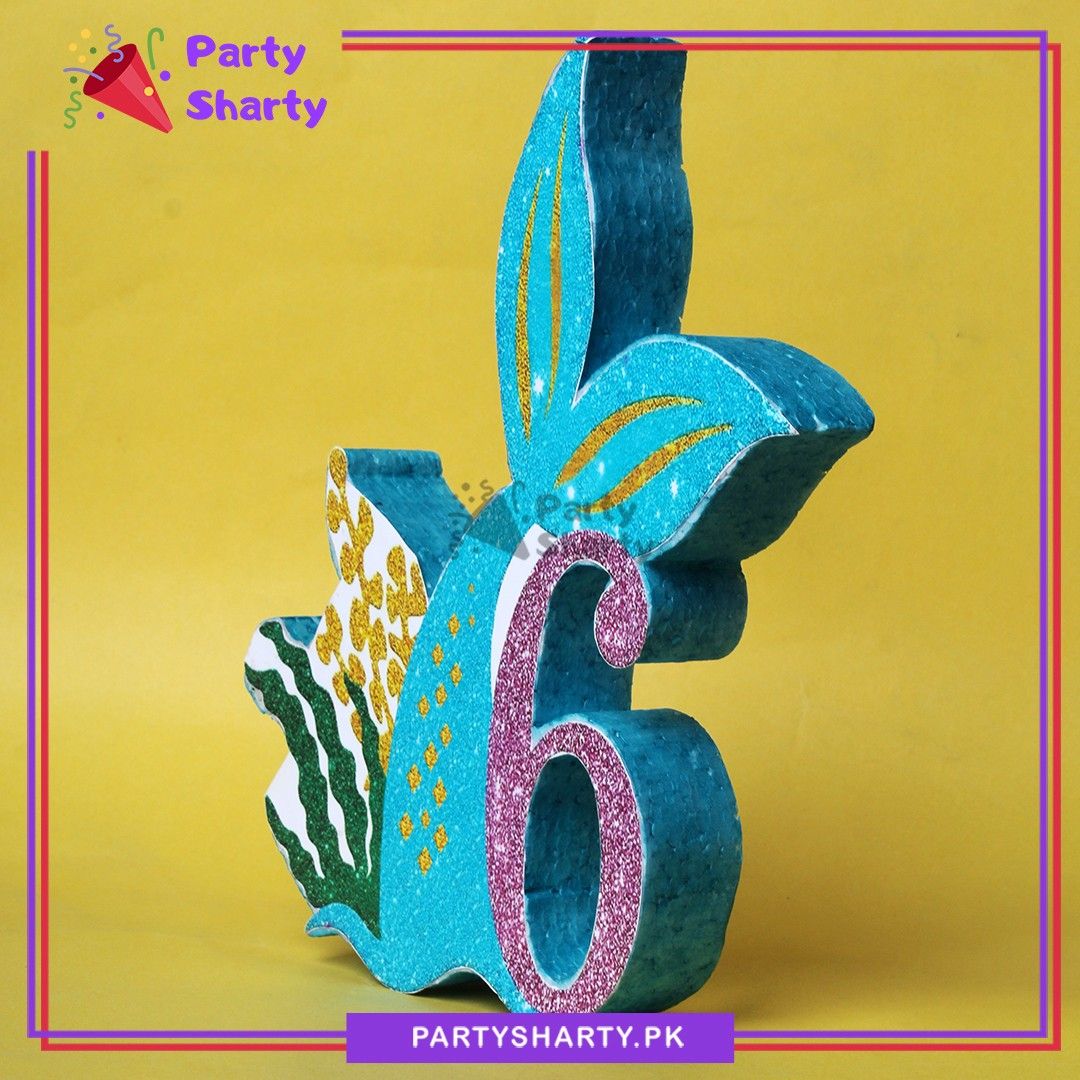Numeric 6 Thermocol Standee For Mermaid Tail / Under the Sea Theme Based Sixth Birthday Celebration & Party Decoration