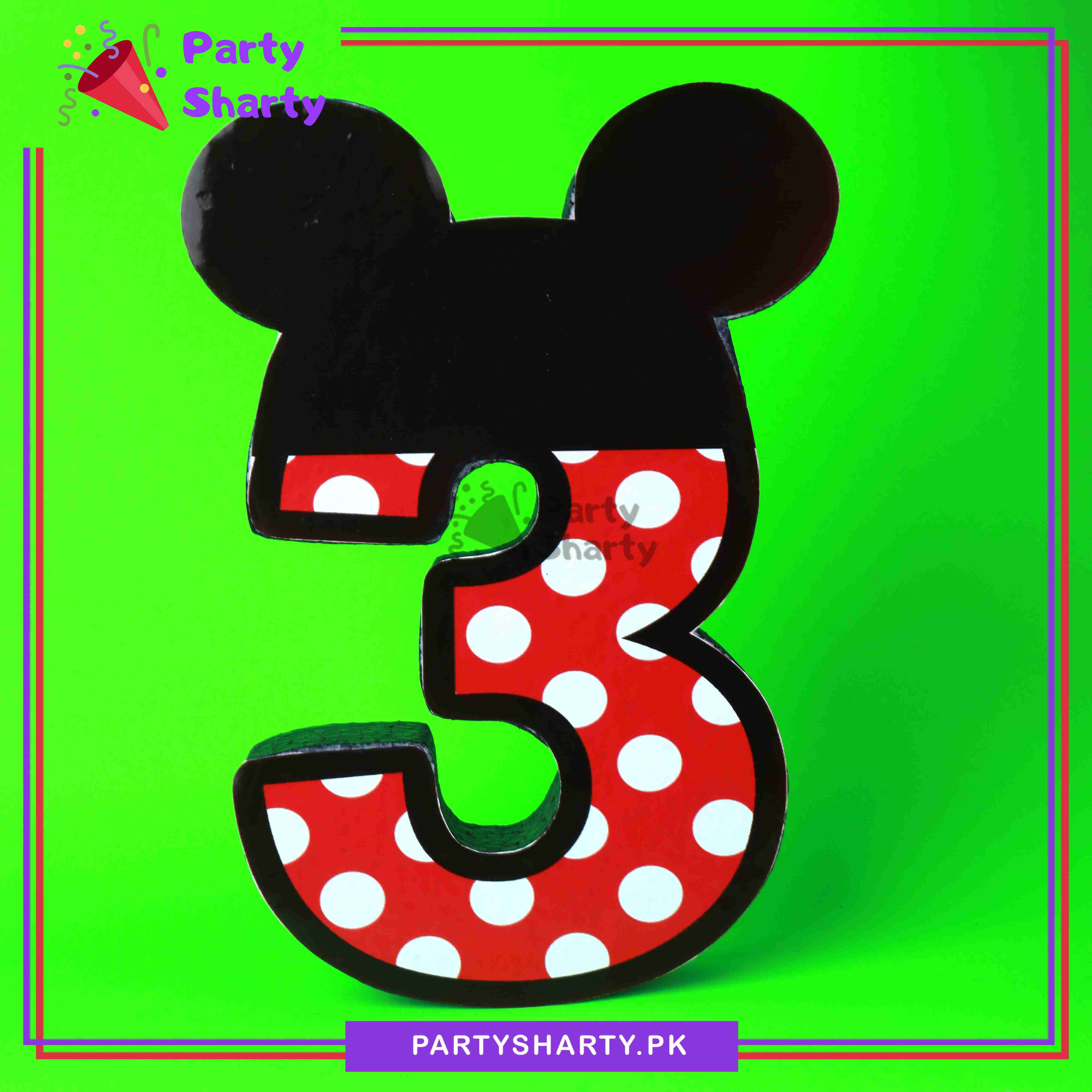 Numeric 3 Thermocol Standee For Mickey Mouse Theme Based Third Birthday Celebration and Party Decoration
