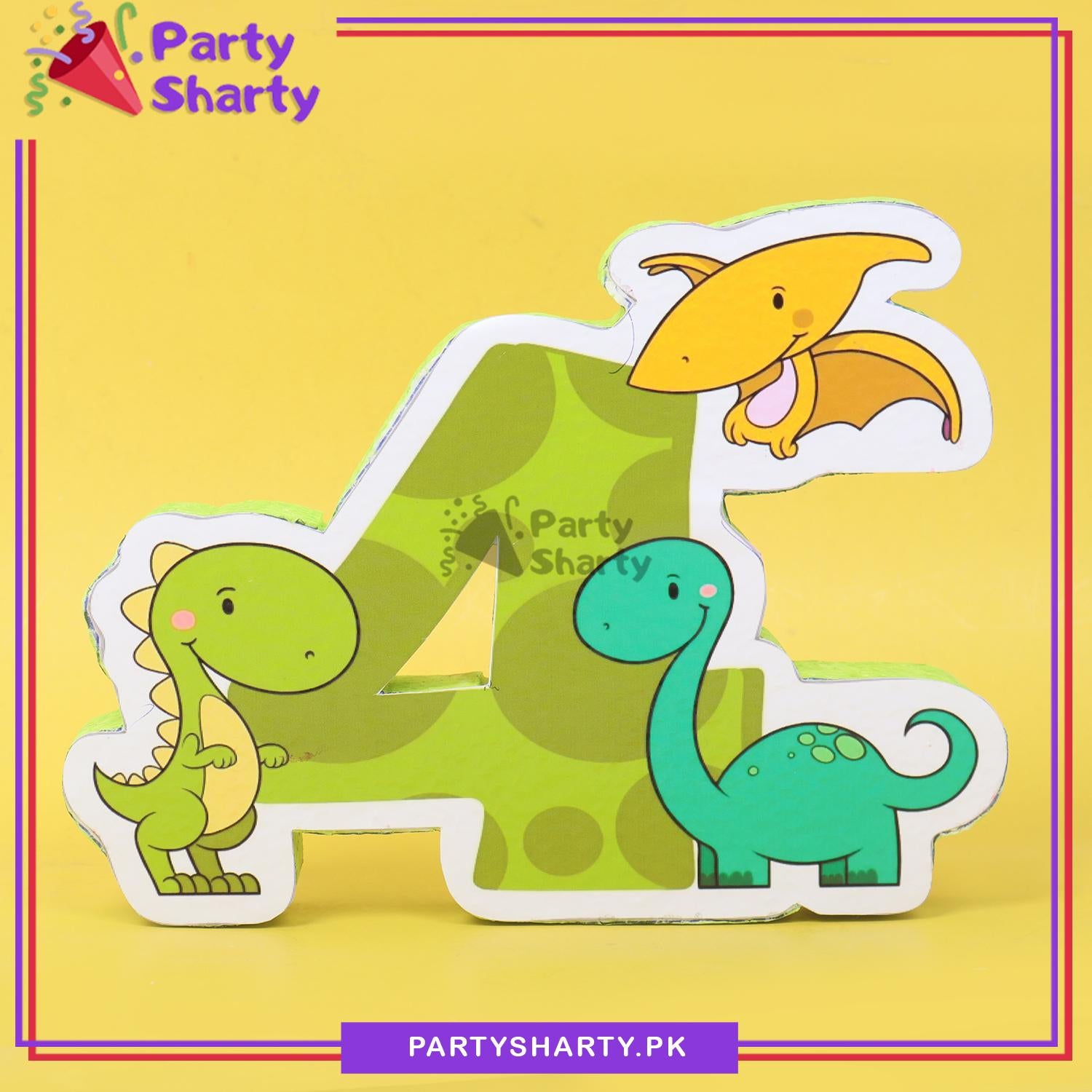 Numeric 4 Thermocol Standee For Dragon / Dinosaur Theme Based Third Birthday Party Decoration