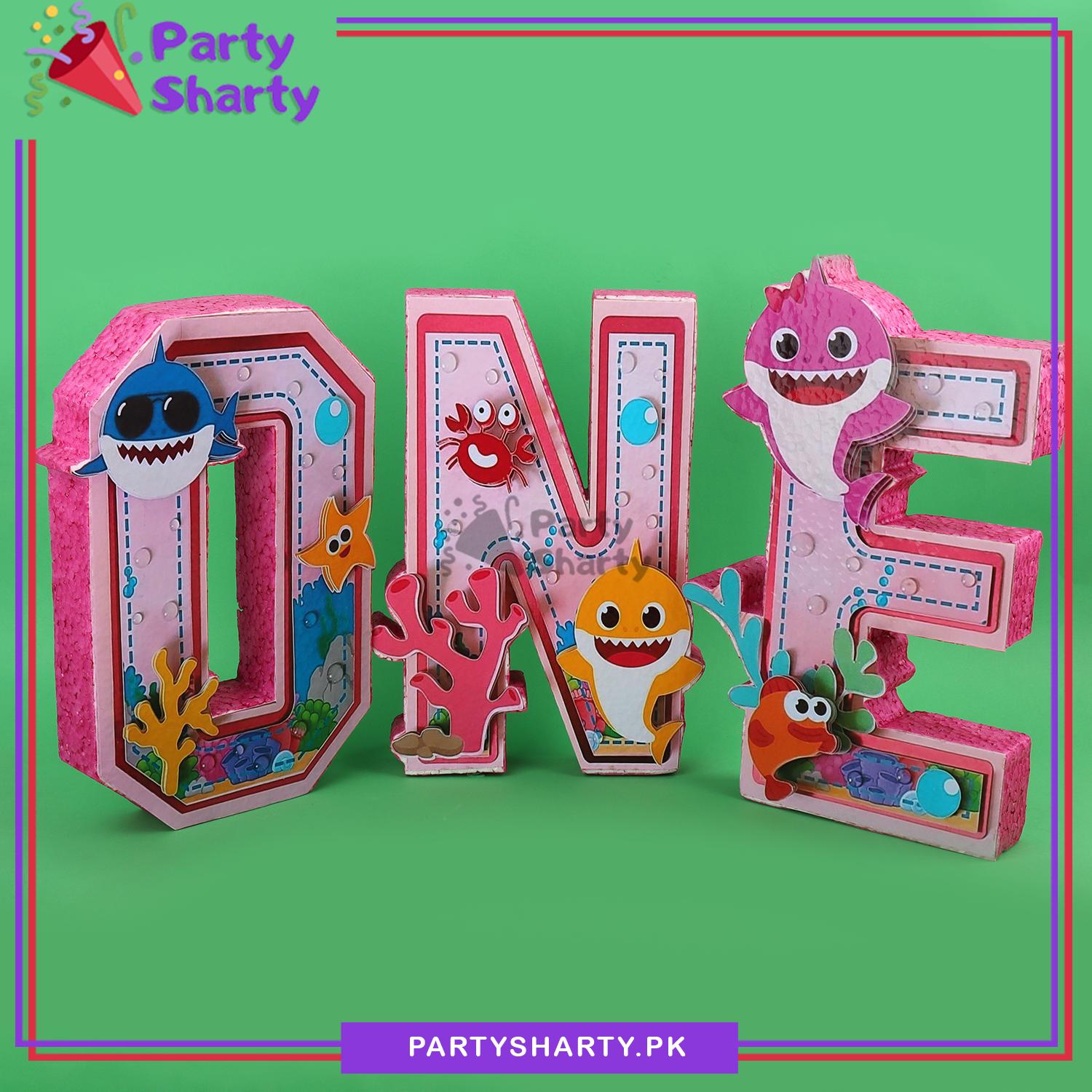 Pink ONE Thermocol Standee For Baby Shark Theme Based First Birthday Celebration and Party Decoration