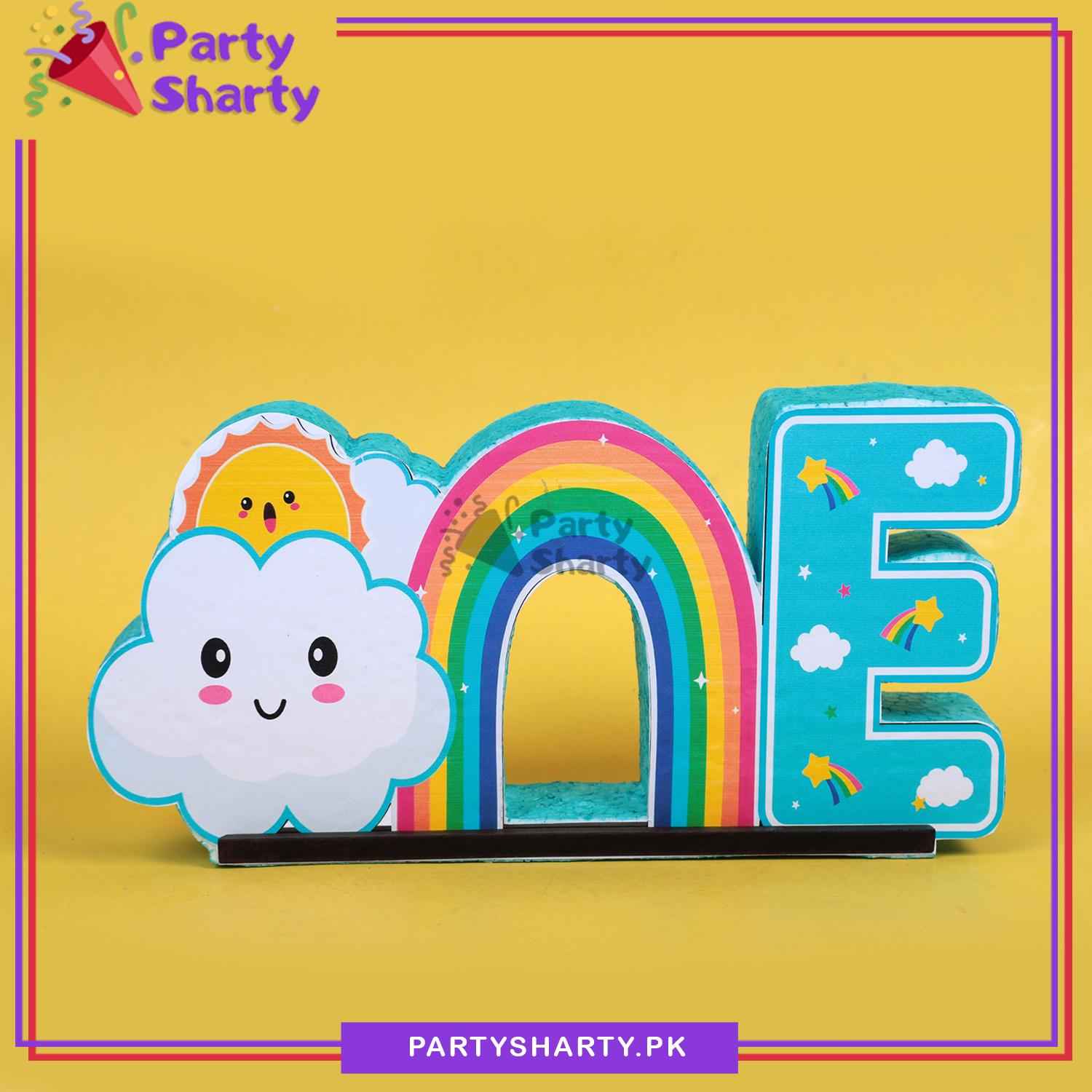 ONE Cloud & Rainbow Shaped Thermocol Standee For First Birthday Decoration and Celebrations