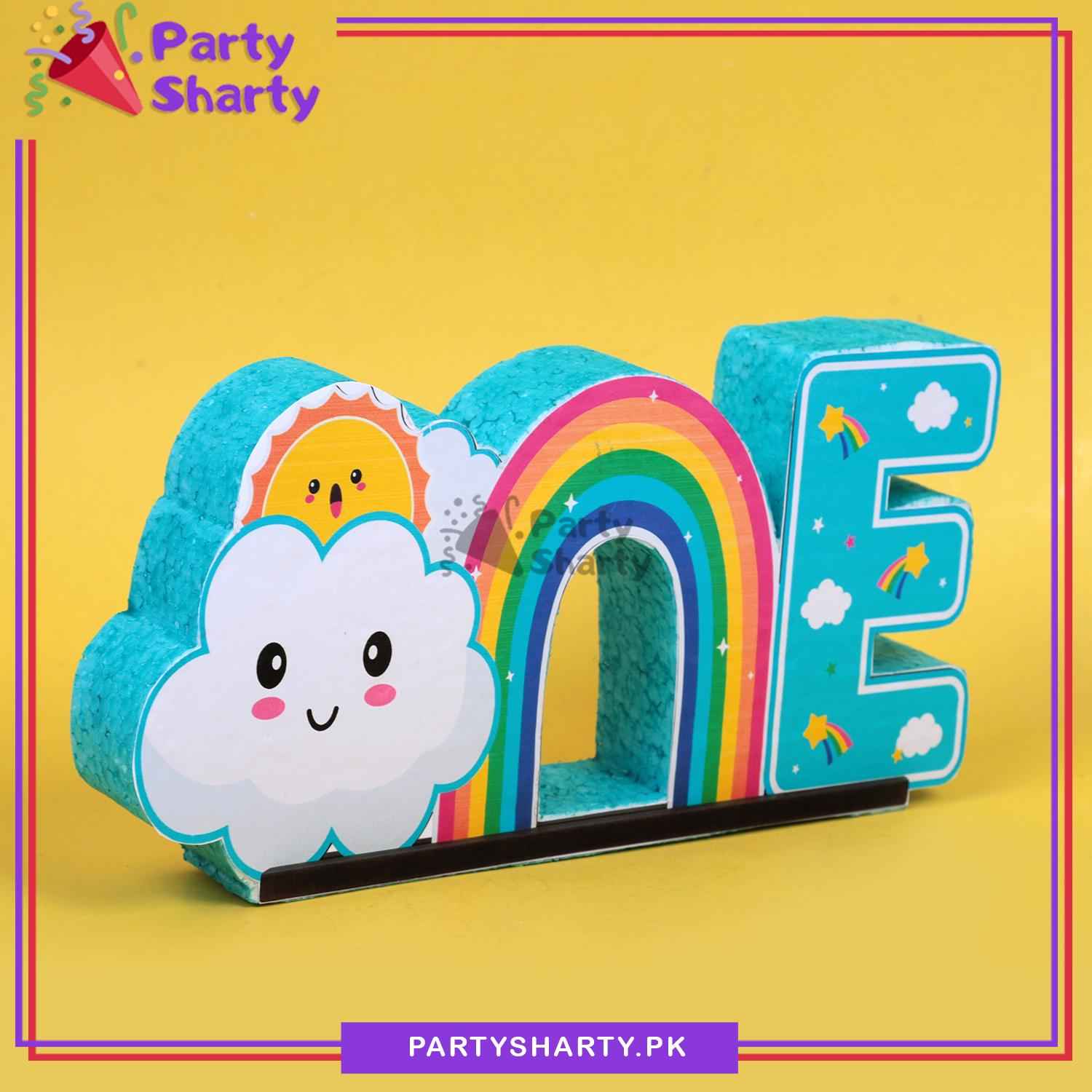 ONE Cloud & Rainbow Shaped Thermocol Standee For First Birthday Decoration and Celebrations