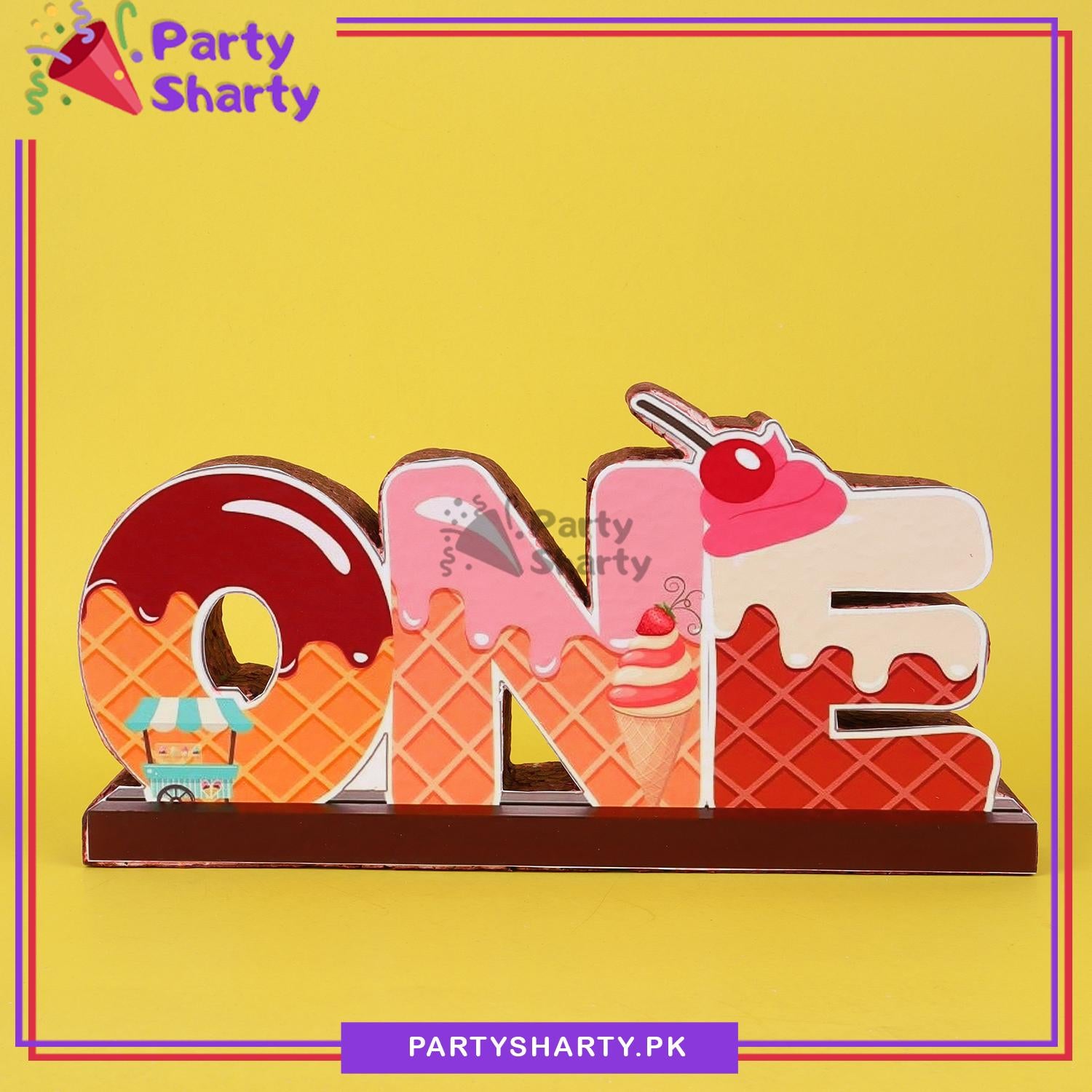 ONE Donut & Ice-cream Theme Thermocol Standee For Candyland Theme Based First Birthday Celebration and Party Decoration