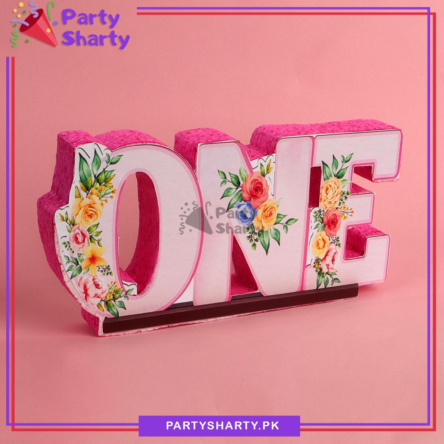 ONE Thermocol Standee For Floral Theme Based First Birthday Celebration and Party Decoration