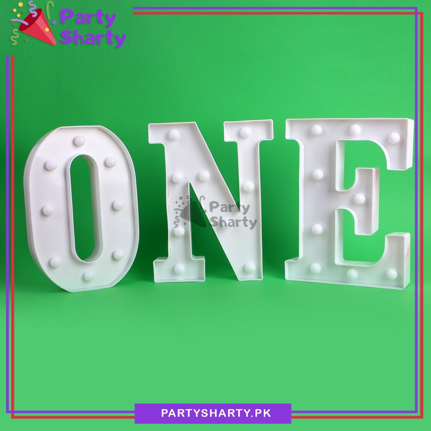 White ONE Warm LED Alphabet for First Birthday Decoration