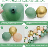 68pcs Olive Green, Golden, Sand White & Peach Balloon Garland Arch Kit For Decoration